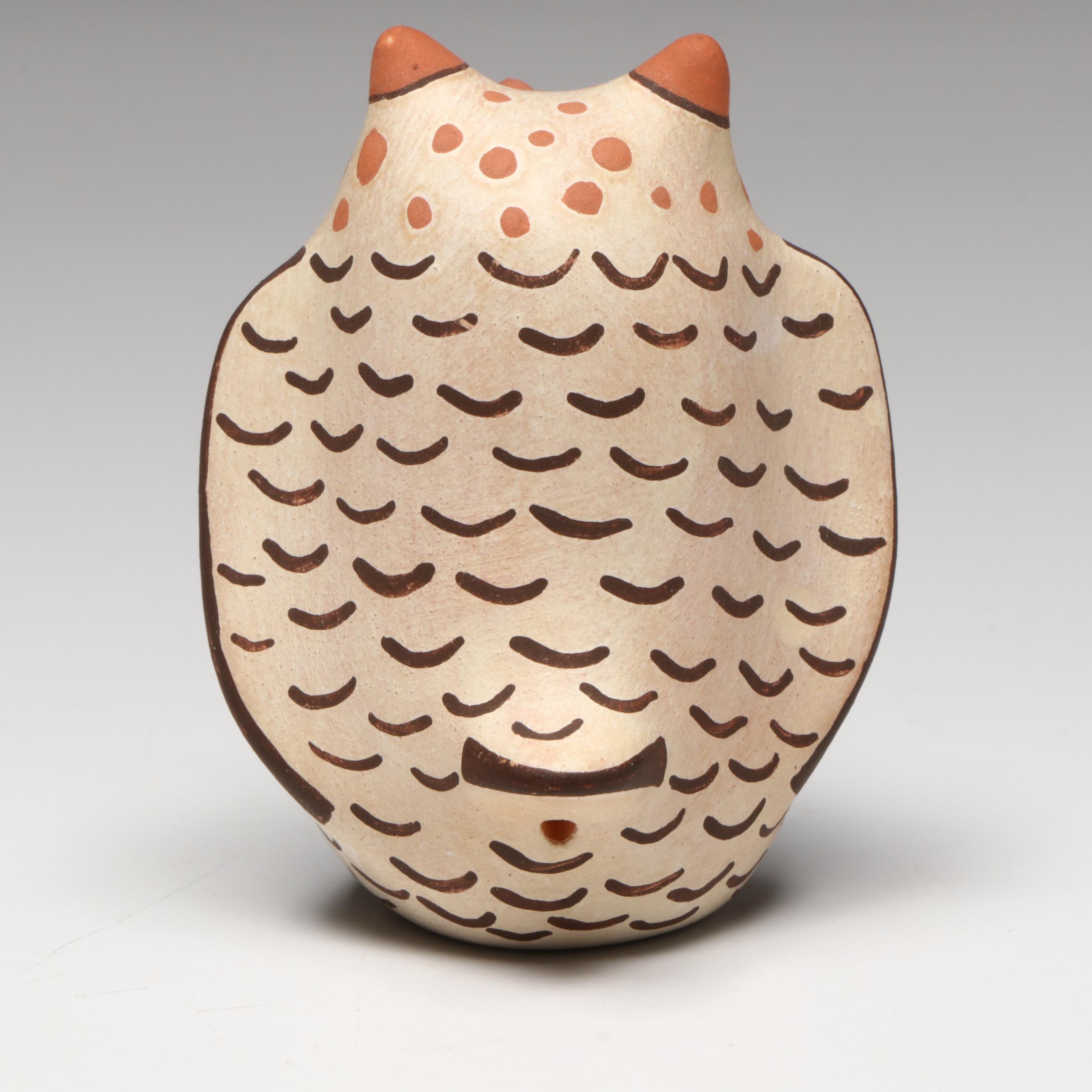 Agnes Peynetsa Zuni Pueblo Pottery Polychrome Owl, 1994