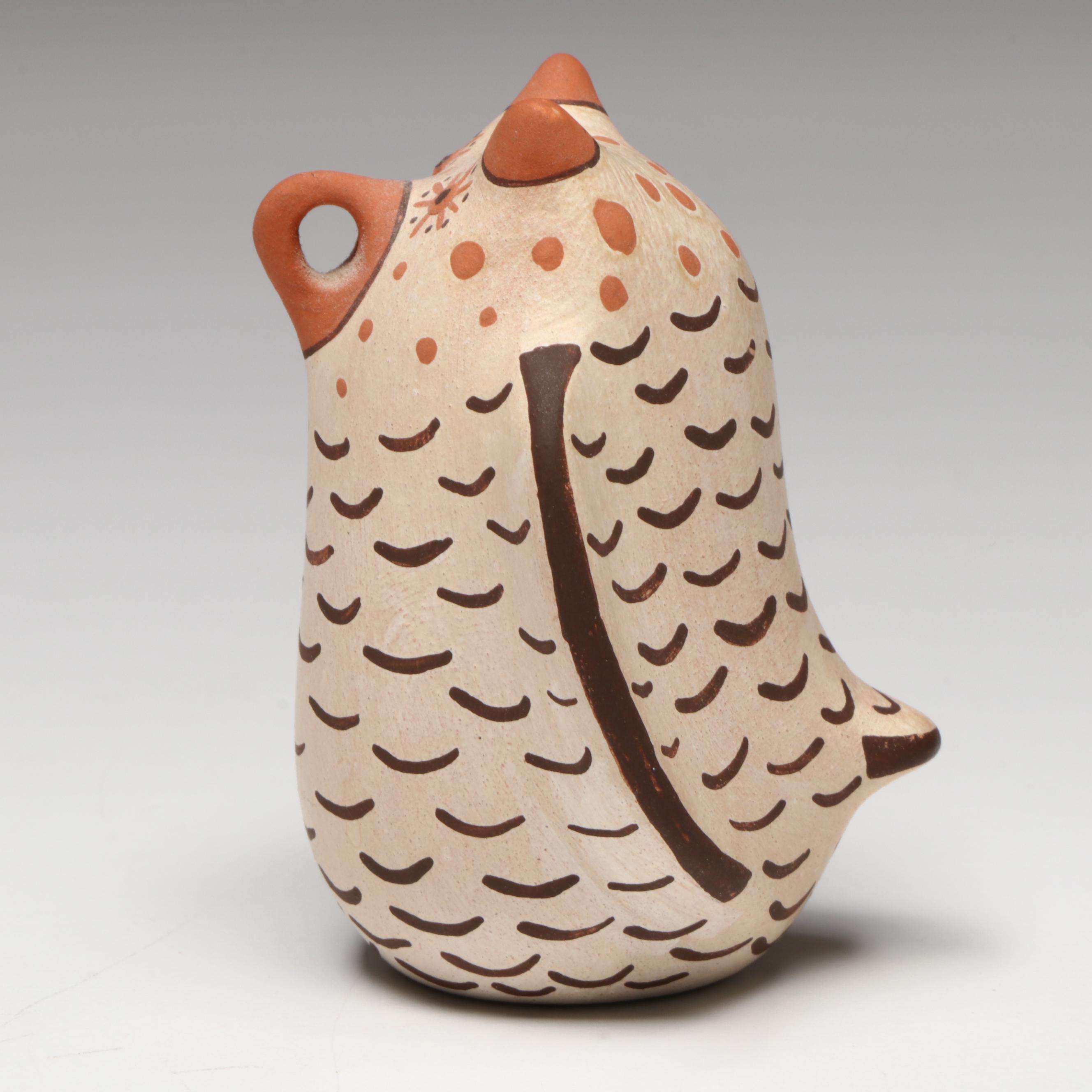 Agnes Peynetsa Zuni Pueblo Pottery Polychrome Owl, 1994