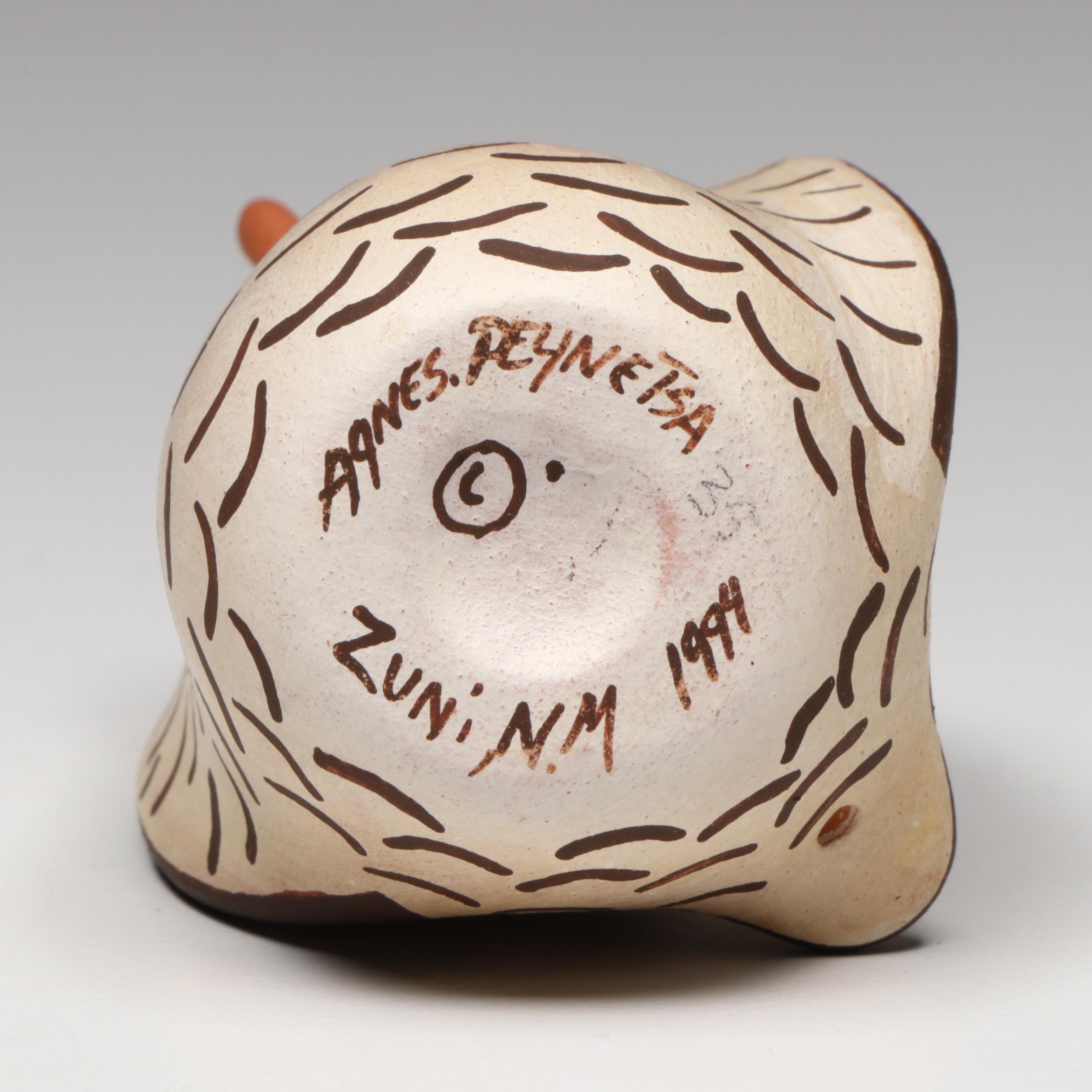 Agnes Peynetsa Zuni Pueblo Pottery Polychrome Owl, 1994