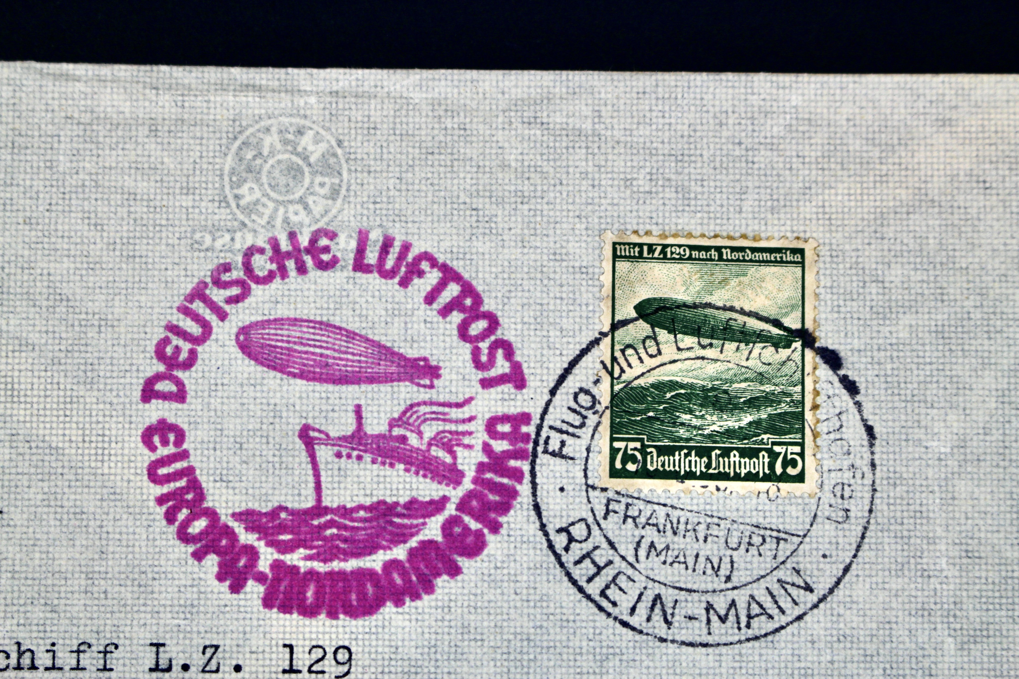 1936 Hindenburg Graf Zeppelin Postal Cover, Germany to USA