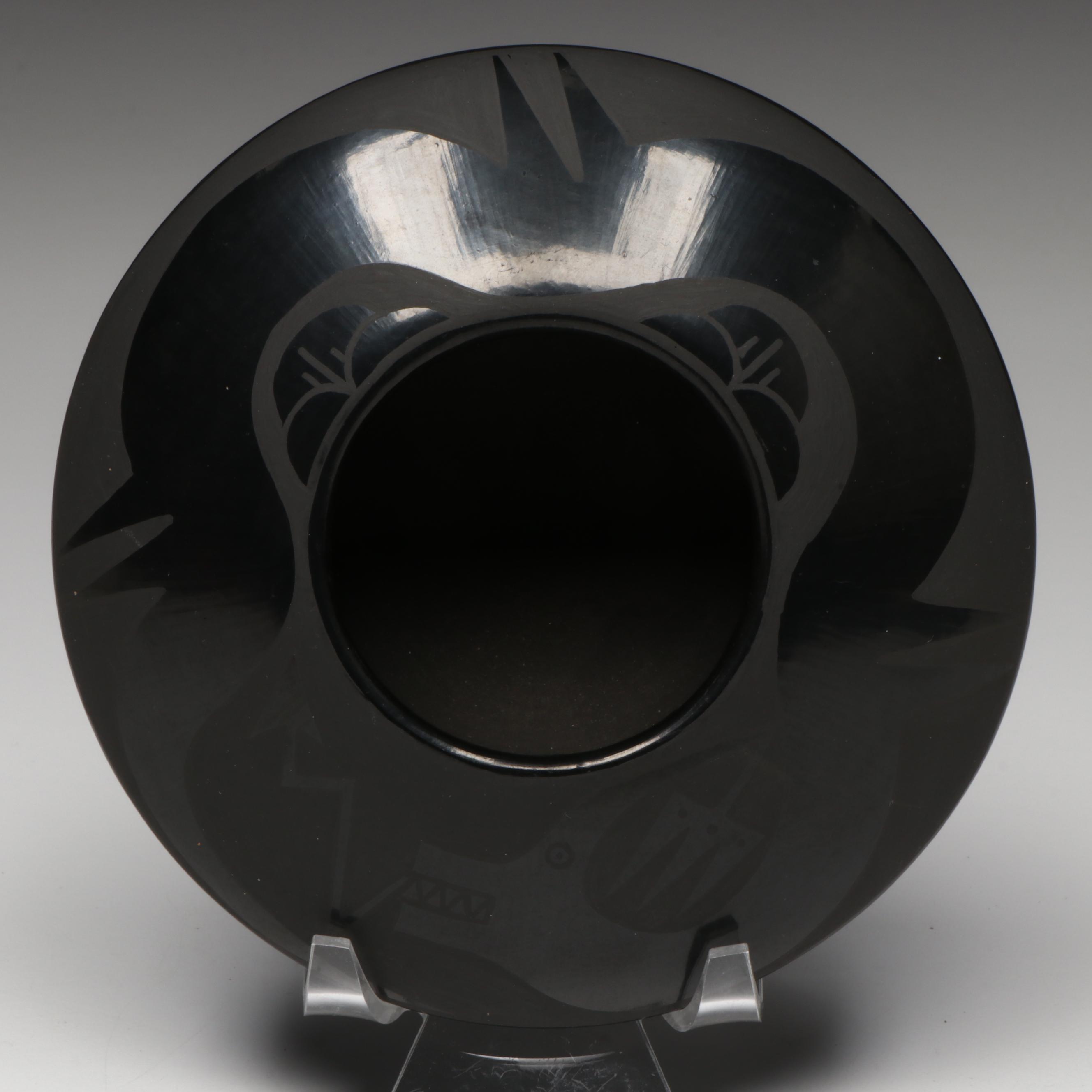 Marvin and Frances Martinez San Ildefonso Pueblo Blackware Avanyu Bowl