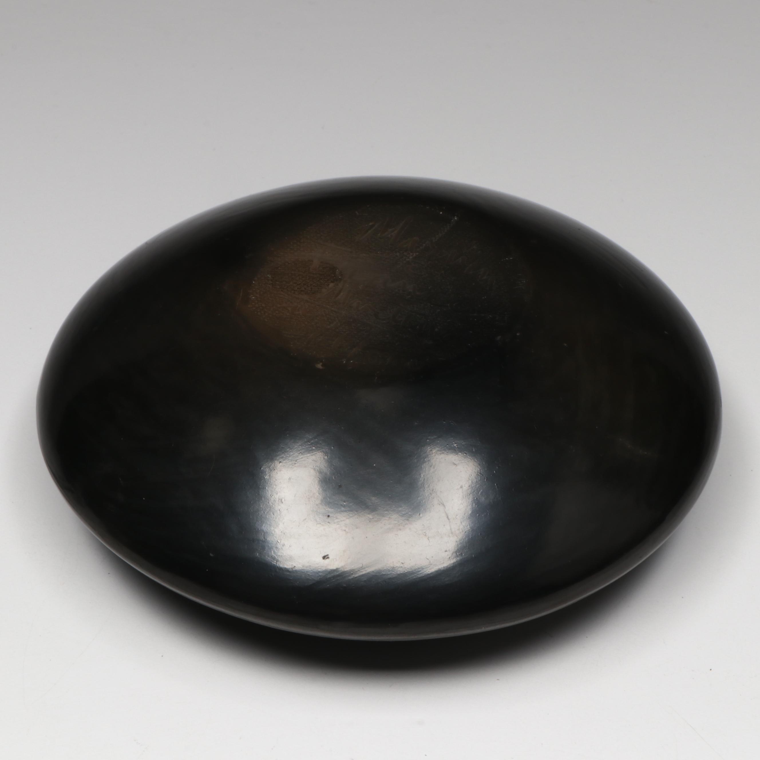 Marvin and Frances Martinez San Ildefonso Pueblo Blackware Avanyu Bowl