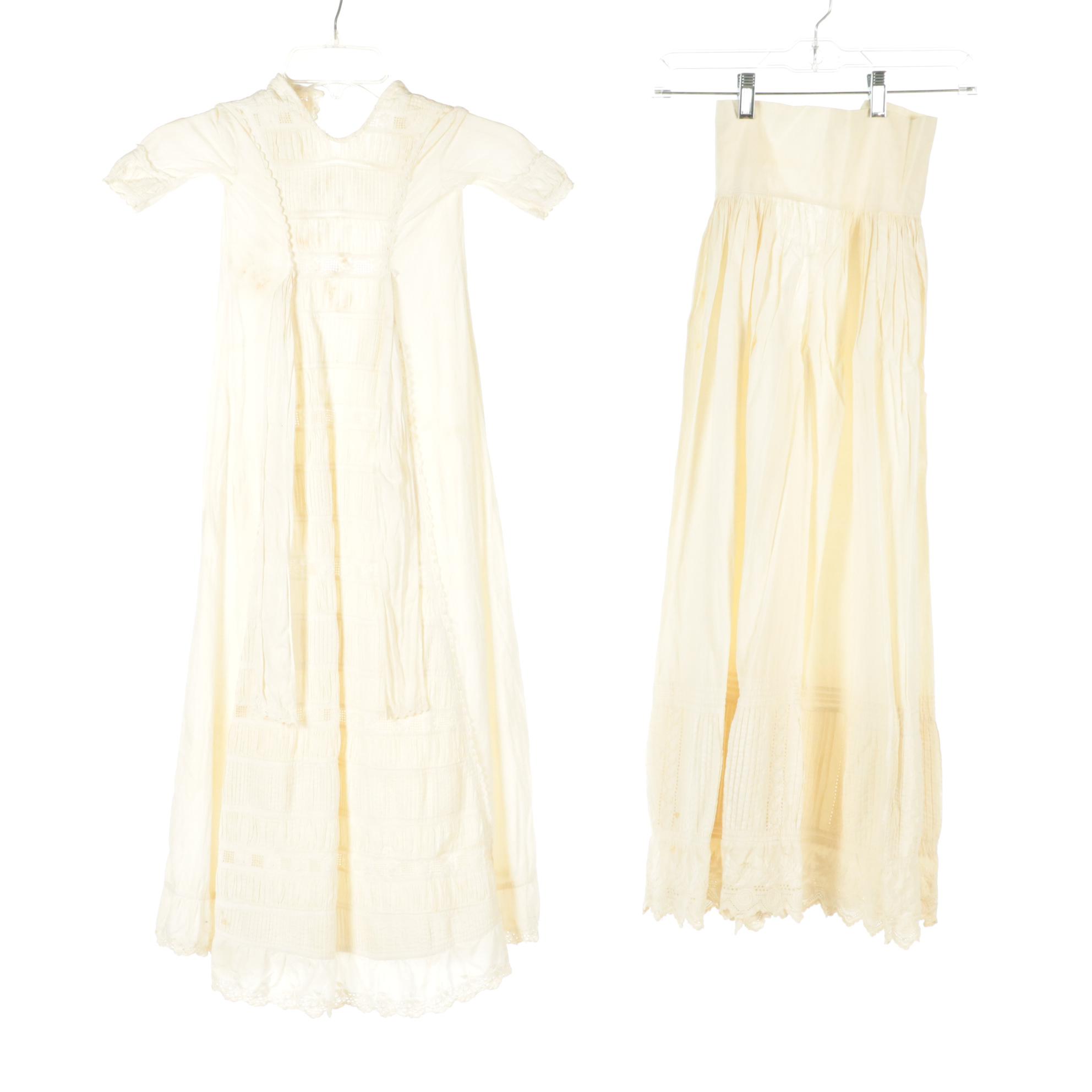 Edwardian Lawn Dress, Skirt, Christening Gowns w/ Embroidery, Pintucks, Lace