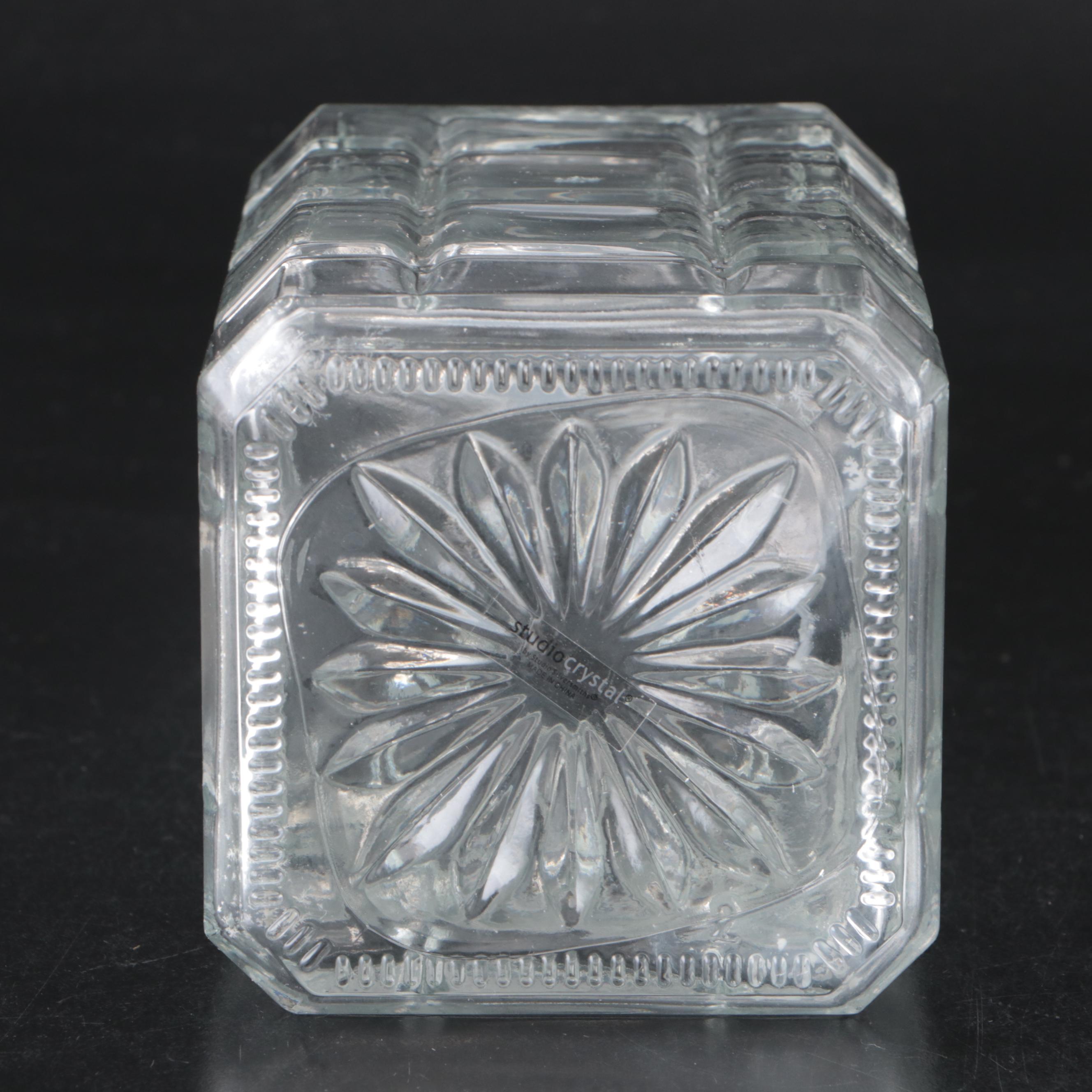 Mikasa "Uptown" Glass Ice Bucket with Godinger Glass Decanter and Flask