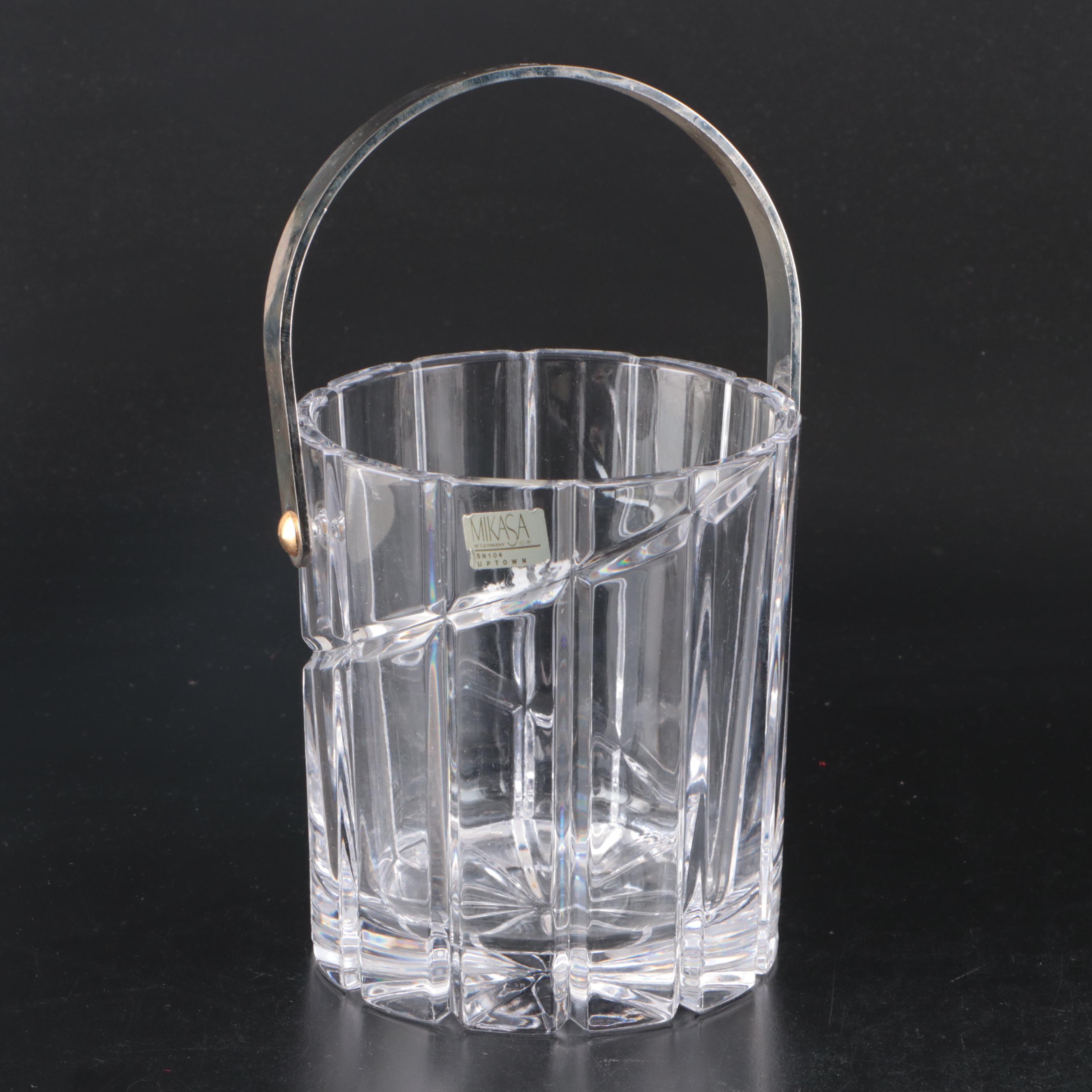 Mikasa "Uptown" Glass Ice Bucket with Godinger Glass Decanter and Flask
