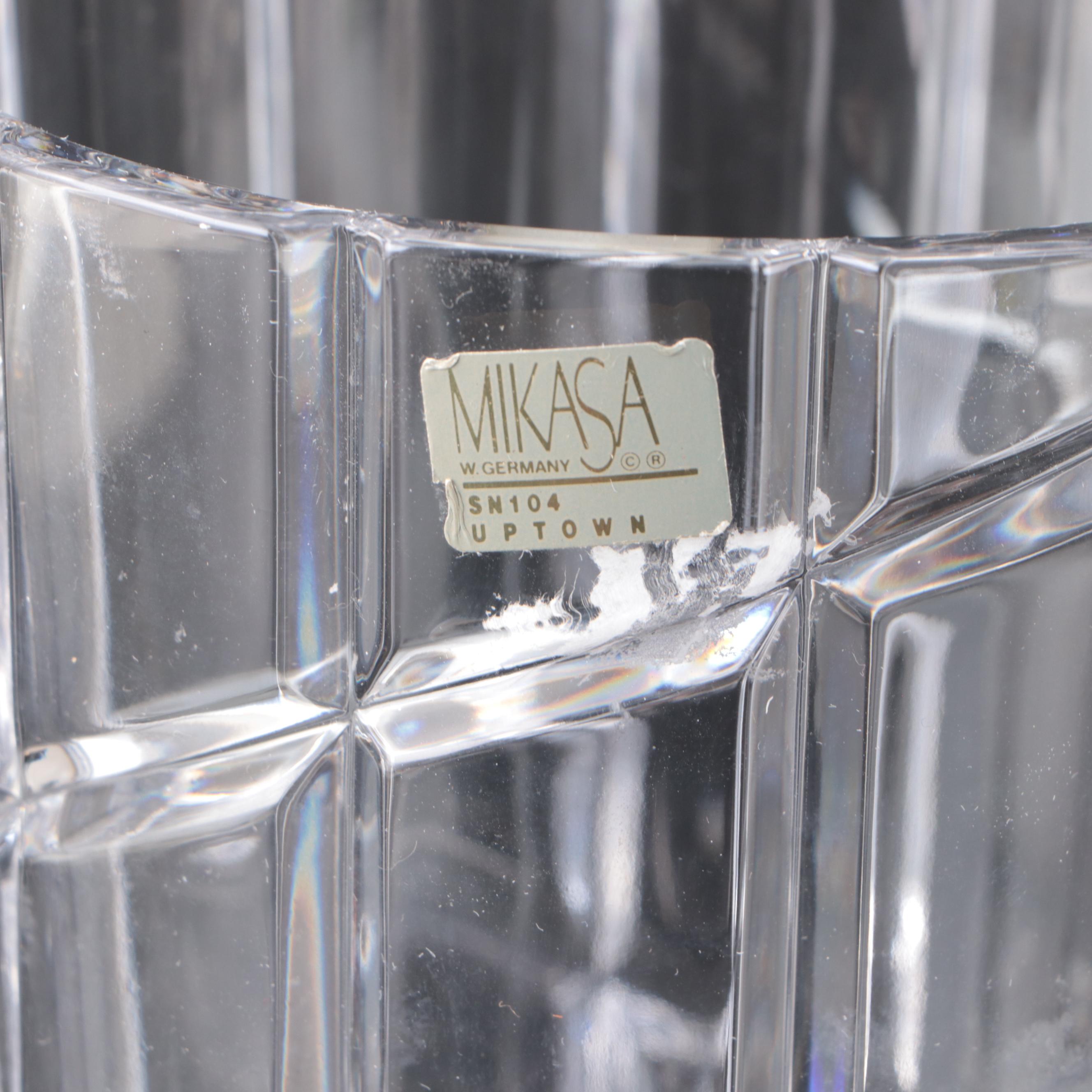 Mikasa "Uptown" Glass Ice Bucket with Godinger Glass Decanter and Flask