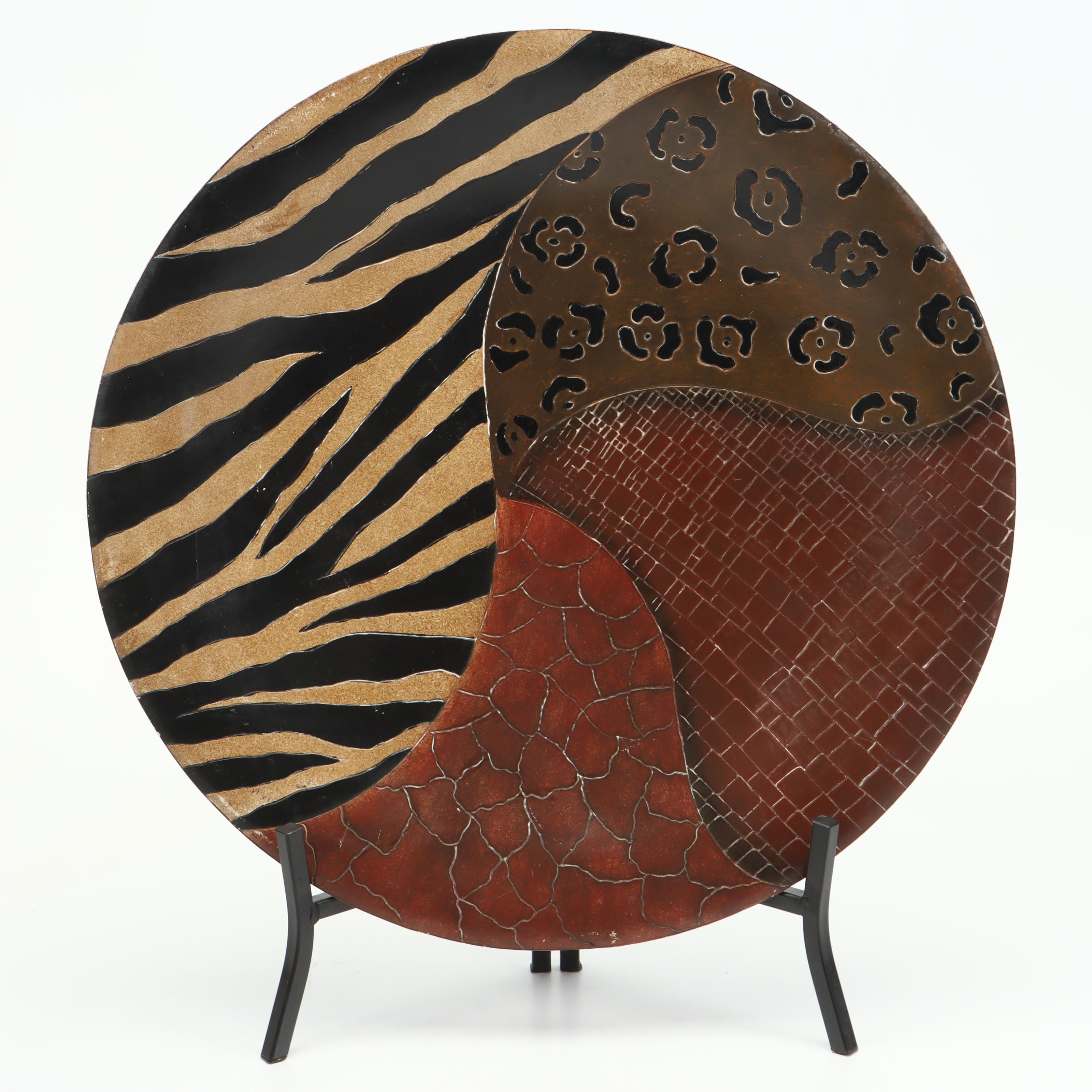 Animal Print Ceramic Candle Holders, Fleur-de-Lis Bookends and Decorative Plate