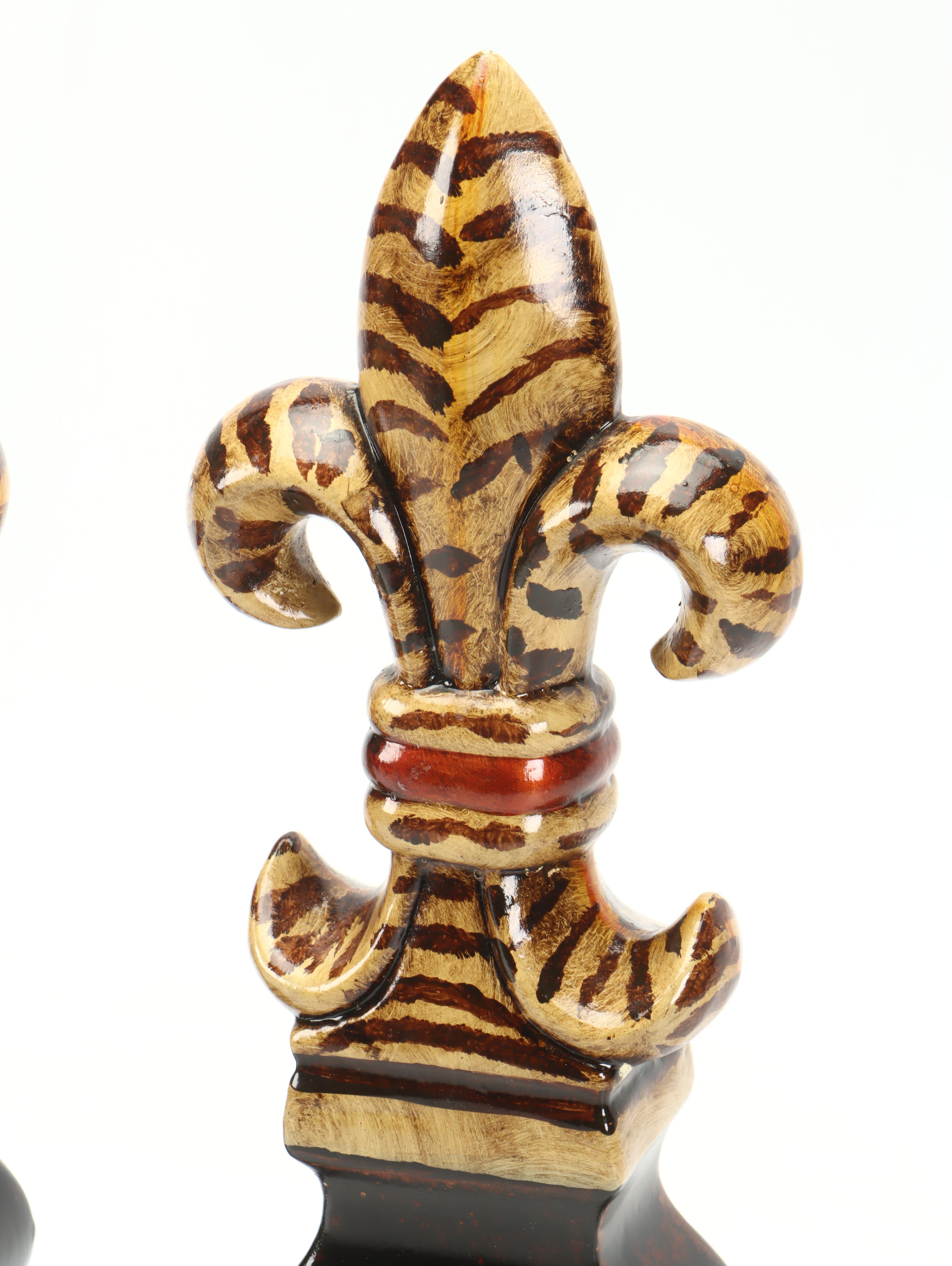 Animal Print Ceramic Candle Holders, Fleur-de-Lis Bookends and Decorative Plate