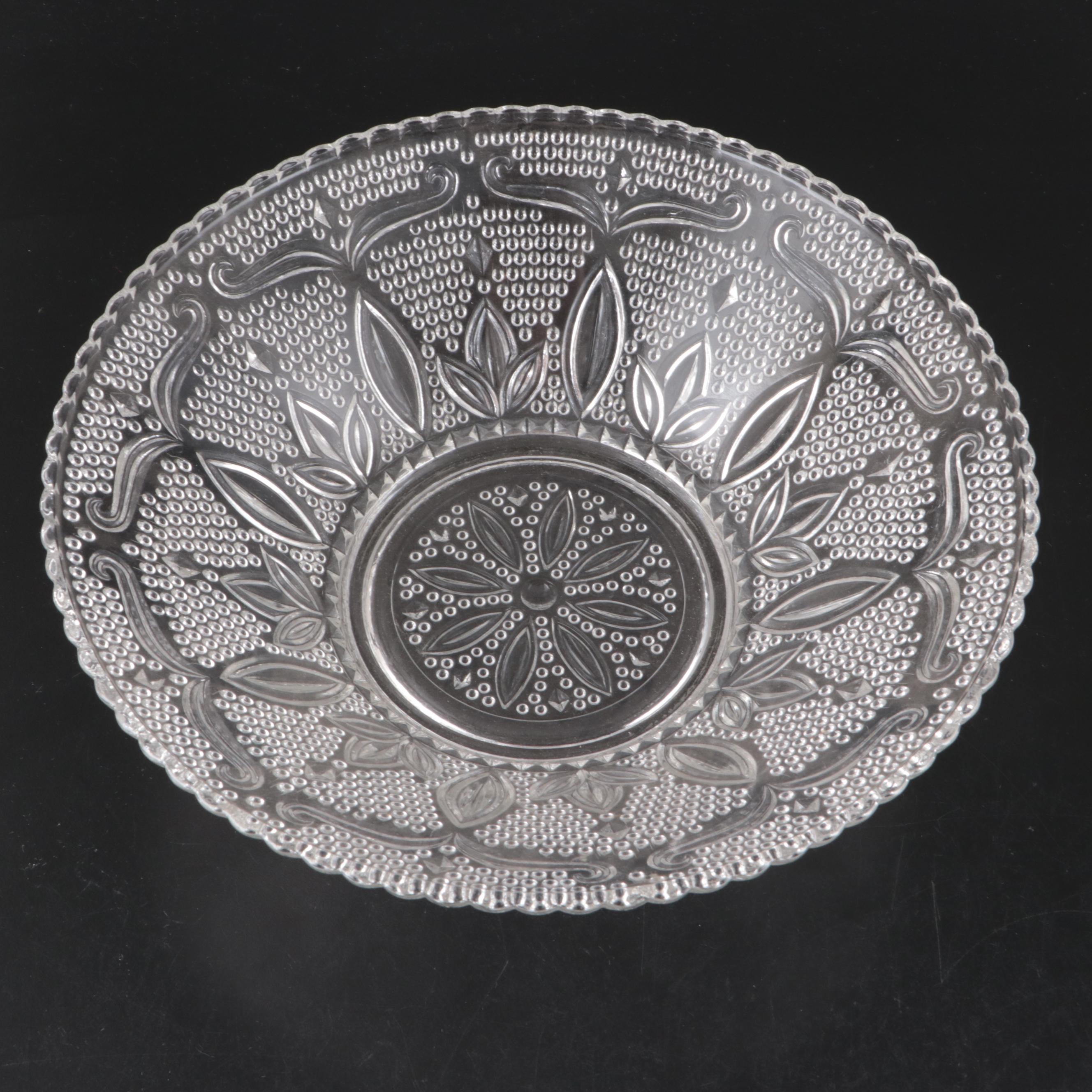 Federal Glass "Heritage" Bowl with Ribbed Glass Juice Pitcher