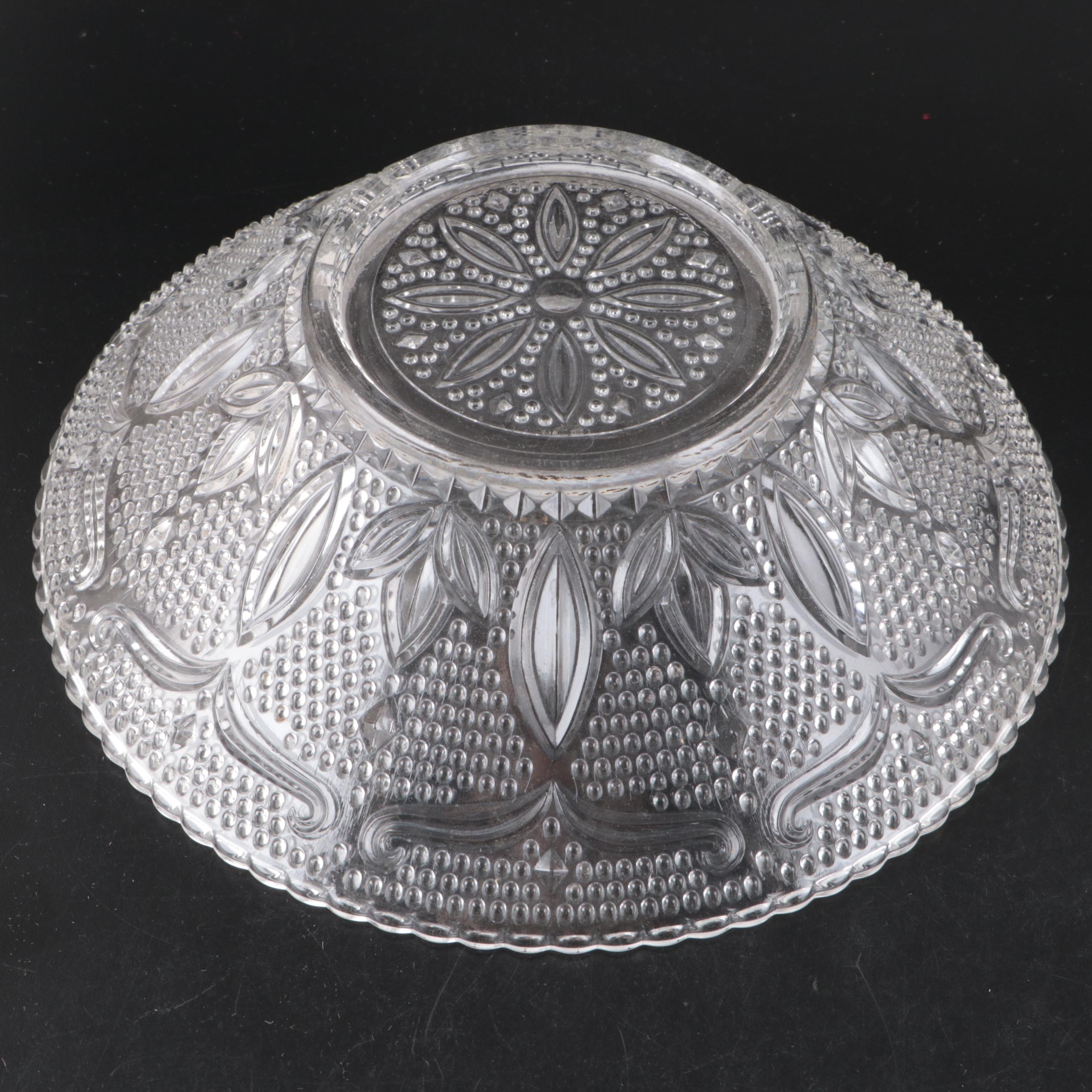 Federal Glass "Heritage" Bowl with Ribbed Glass Juice Pitcher