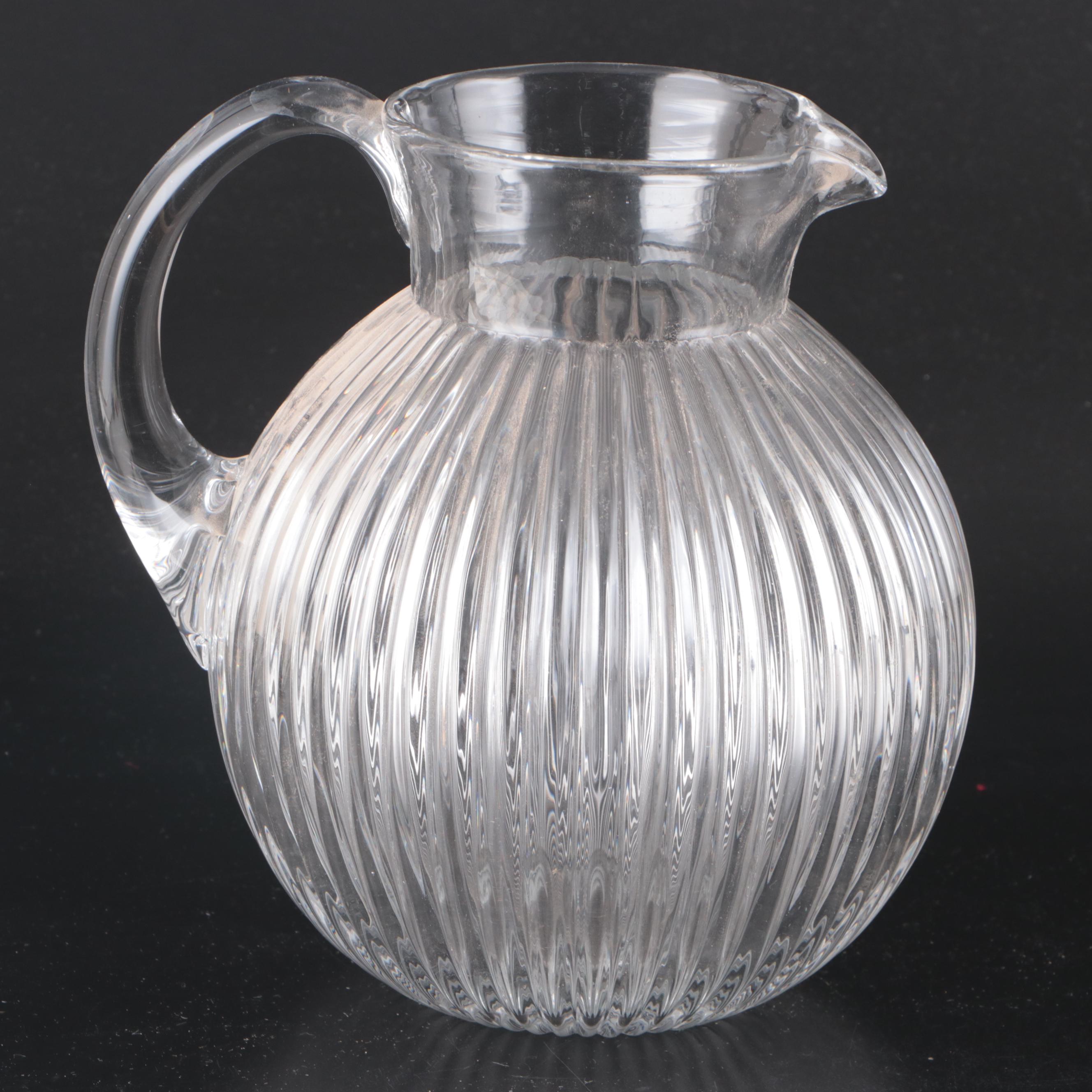 Federal Glass "Heritage" Bowl with Ribbed Glass Juice Pitcher