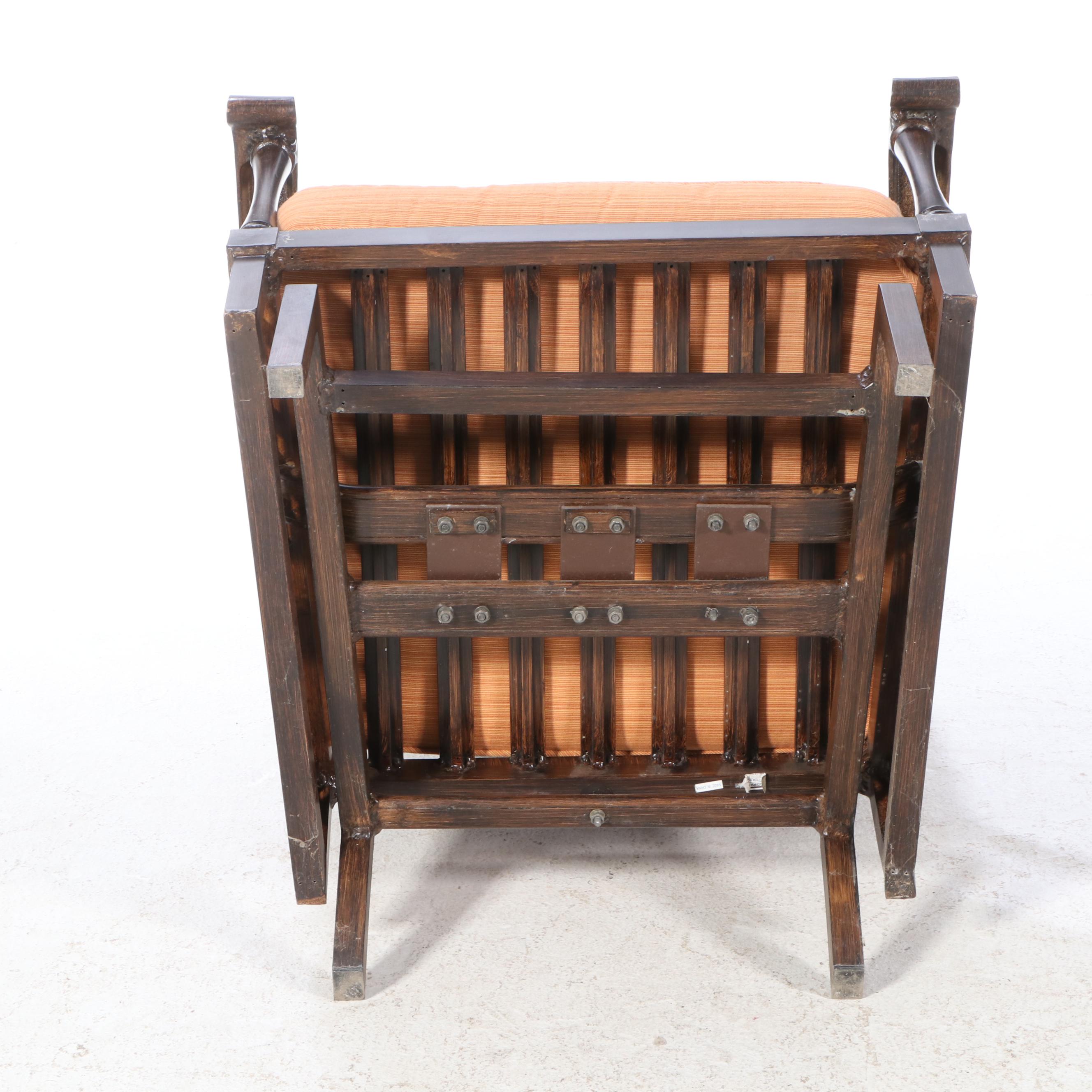 Pair of Cast Aluminum Patio Platform Rockers Plus Powder-Coated Metal Side Table