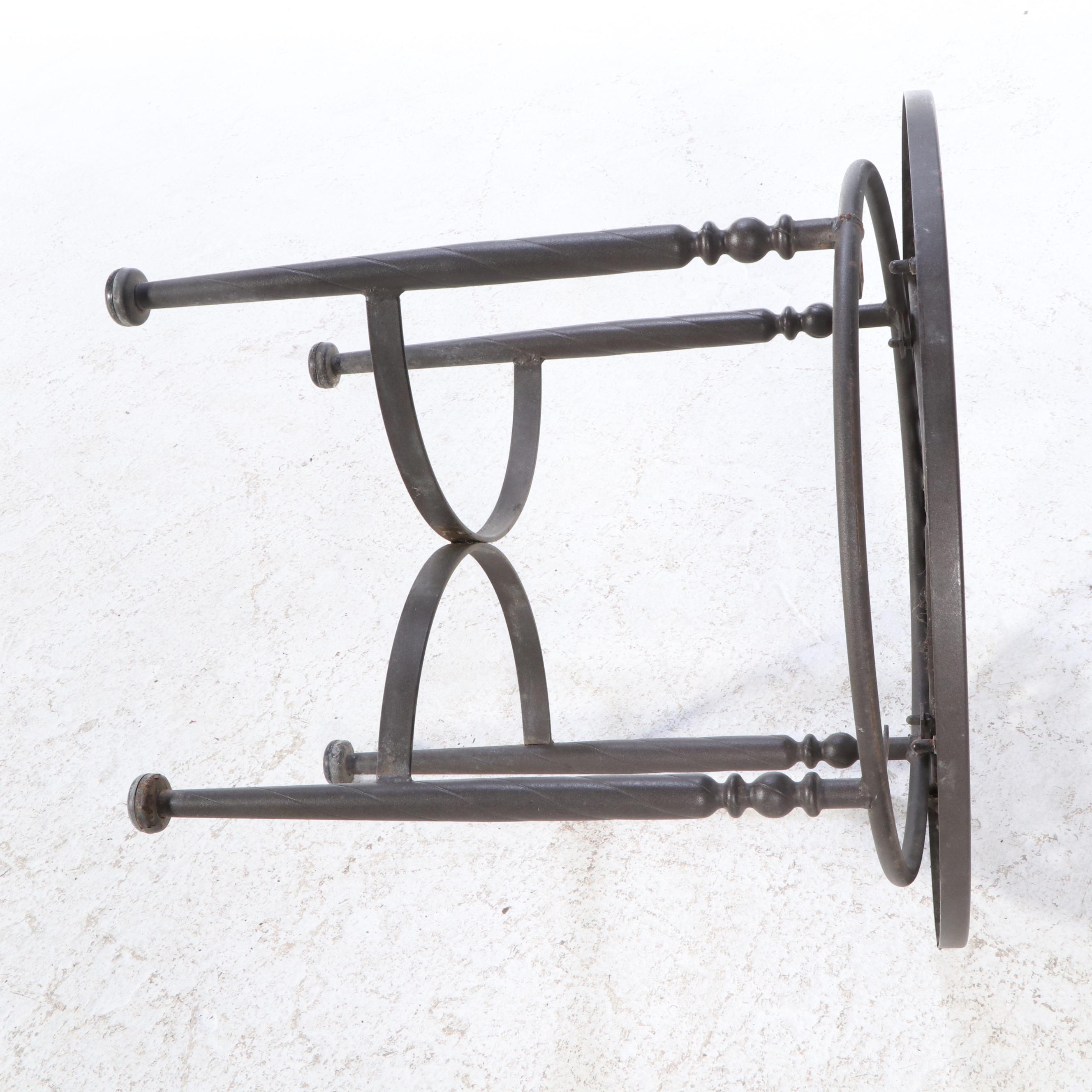 Pair of Cast Aluminum Patio Platform Rockers Plus Powder-Coated Metal Side Table