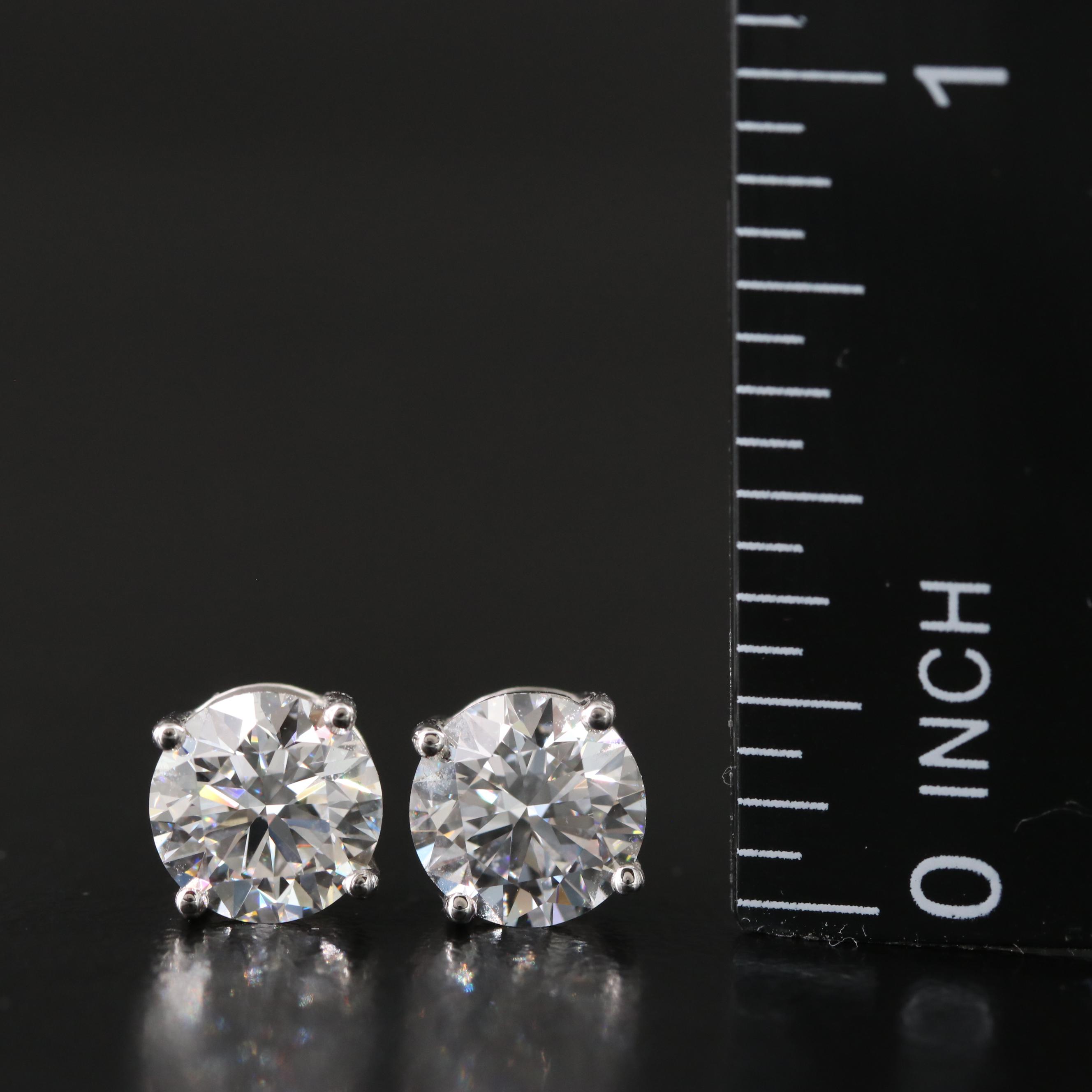 Platinum 2.72 CTW Lab Grown Diamond Stud Earrings with IGI Reports