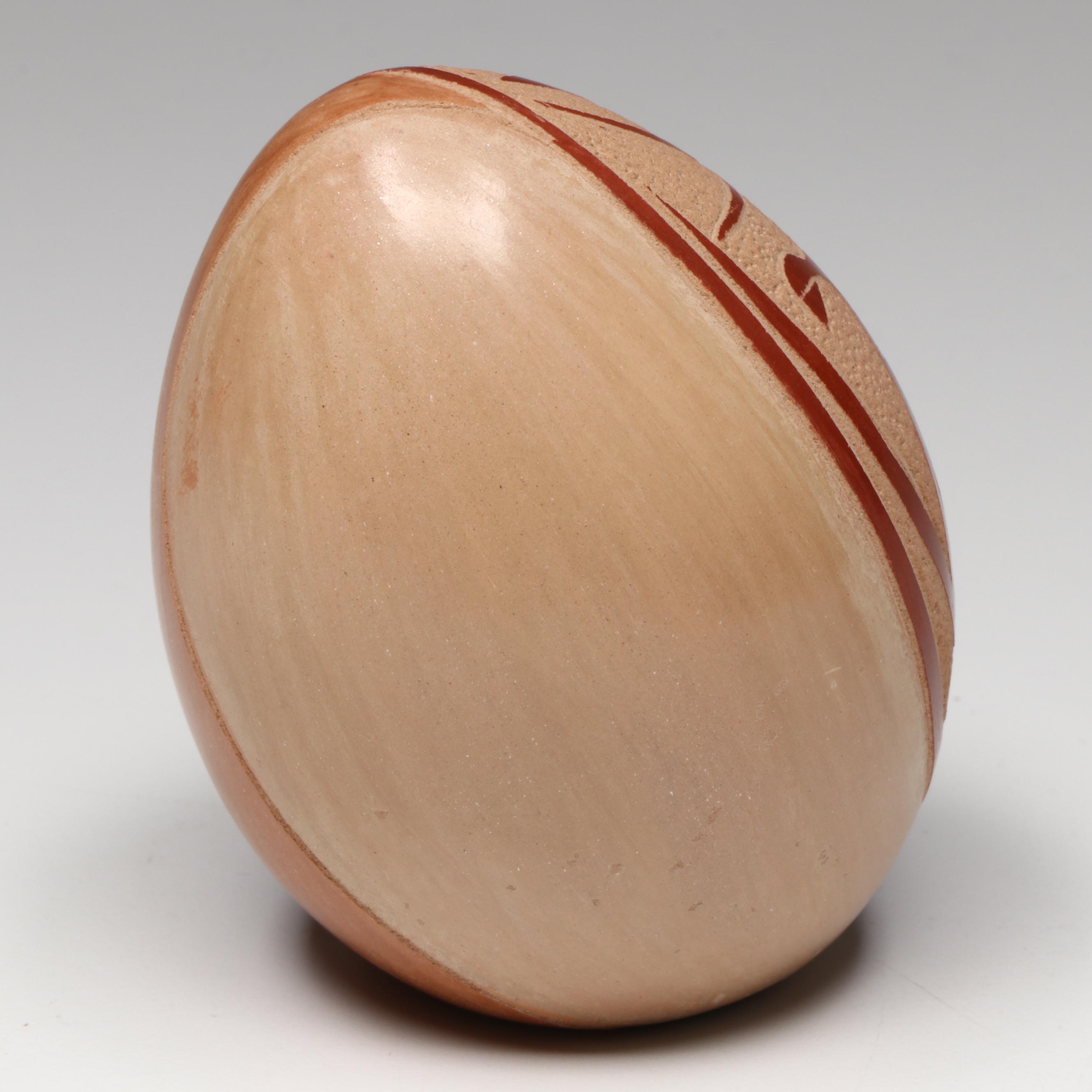 Vangie Tafoya Jemez Pueblo Pottery Sgraffito Butterfly Egg