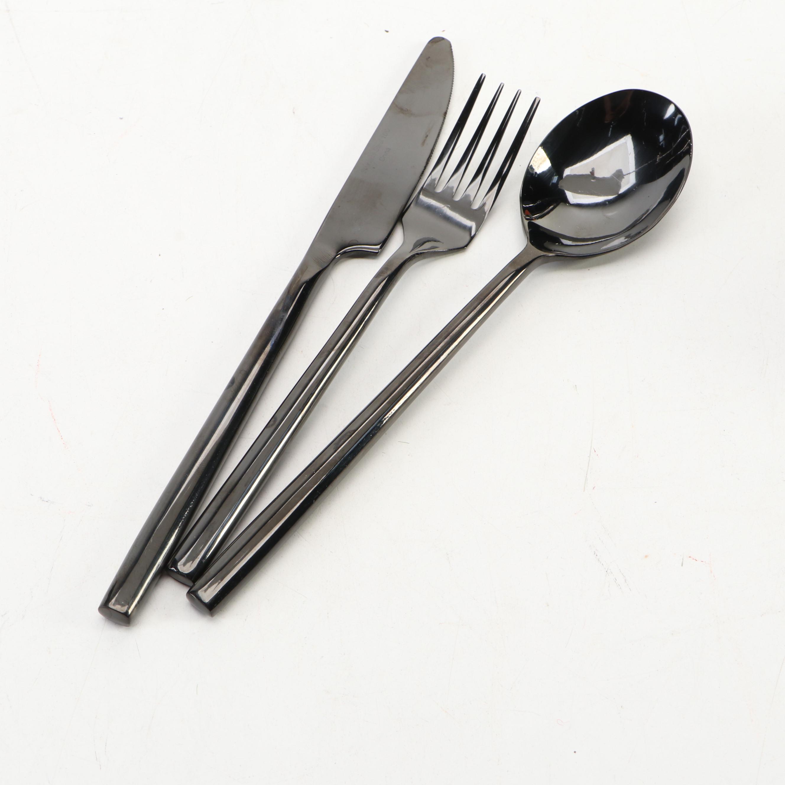 CB 2 "Knight" Plates with Other Flatware and Spider Shaped Napkin Rings