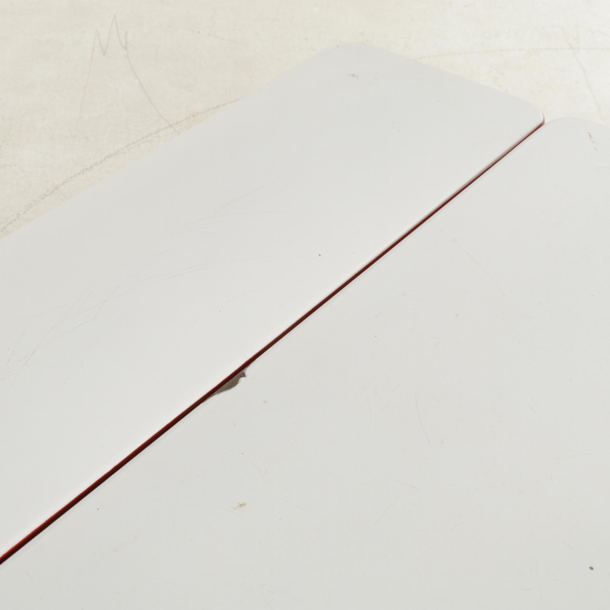 Mid Century Enameled Metal Top Kitchen Table with Tuck Under Leaves and Chair