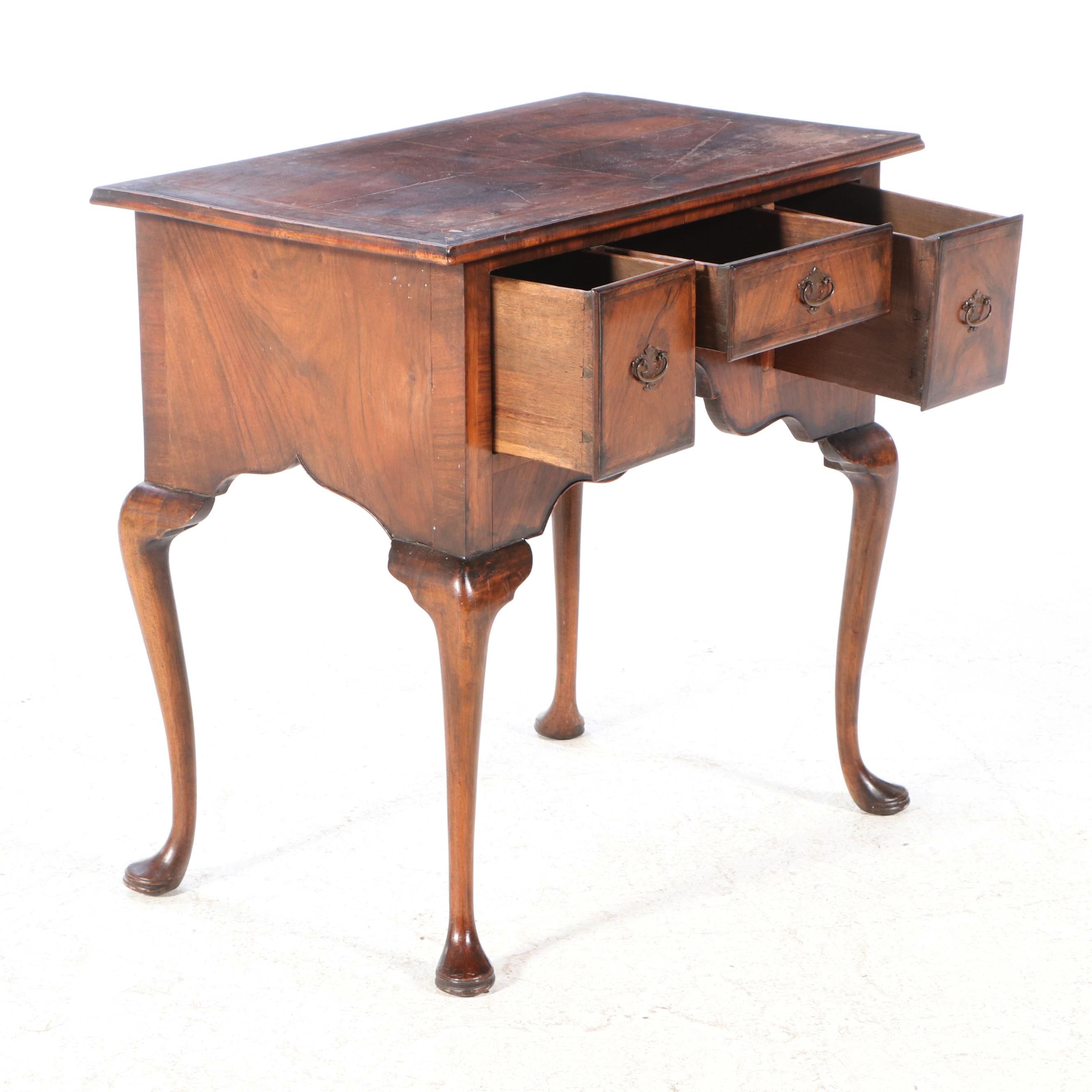 George II Style Walnut and Featherbanded Lowboy, Late 19th/Early 20th Century