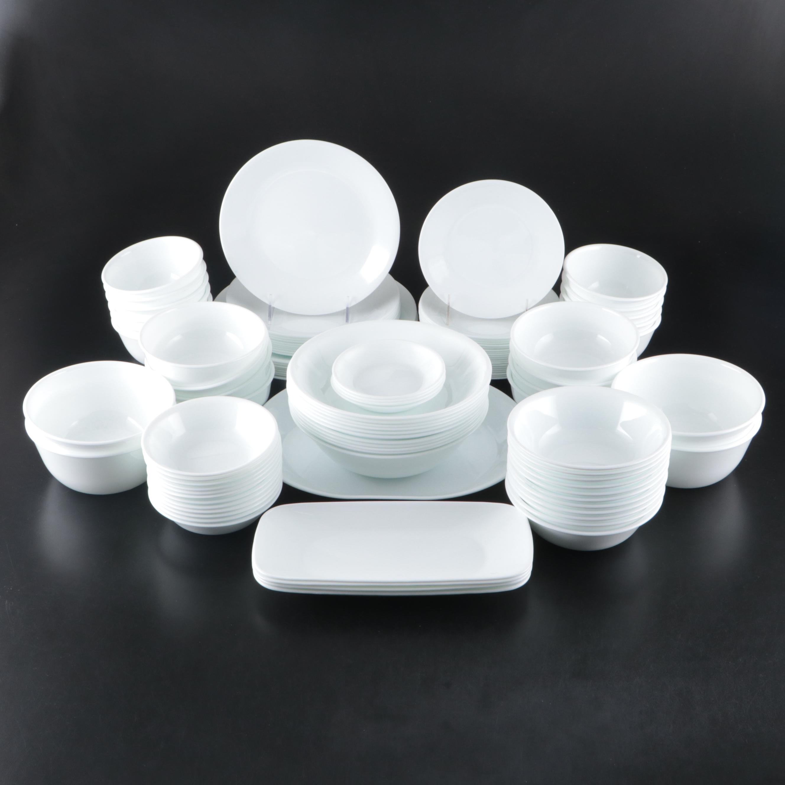 Corning Ware "Winter Frost White Corelle" Glass Dinnerware