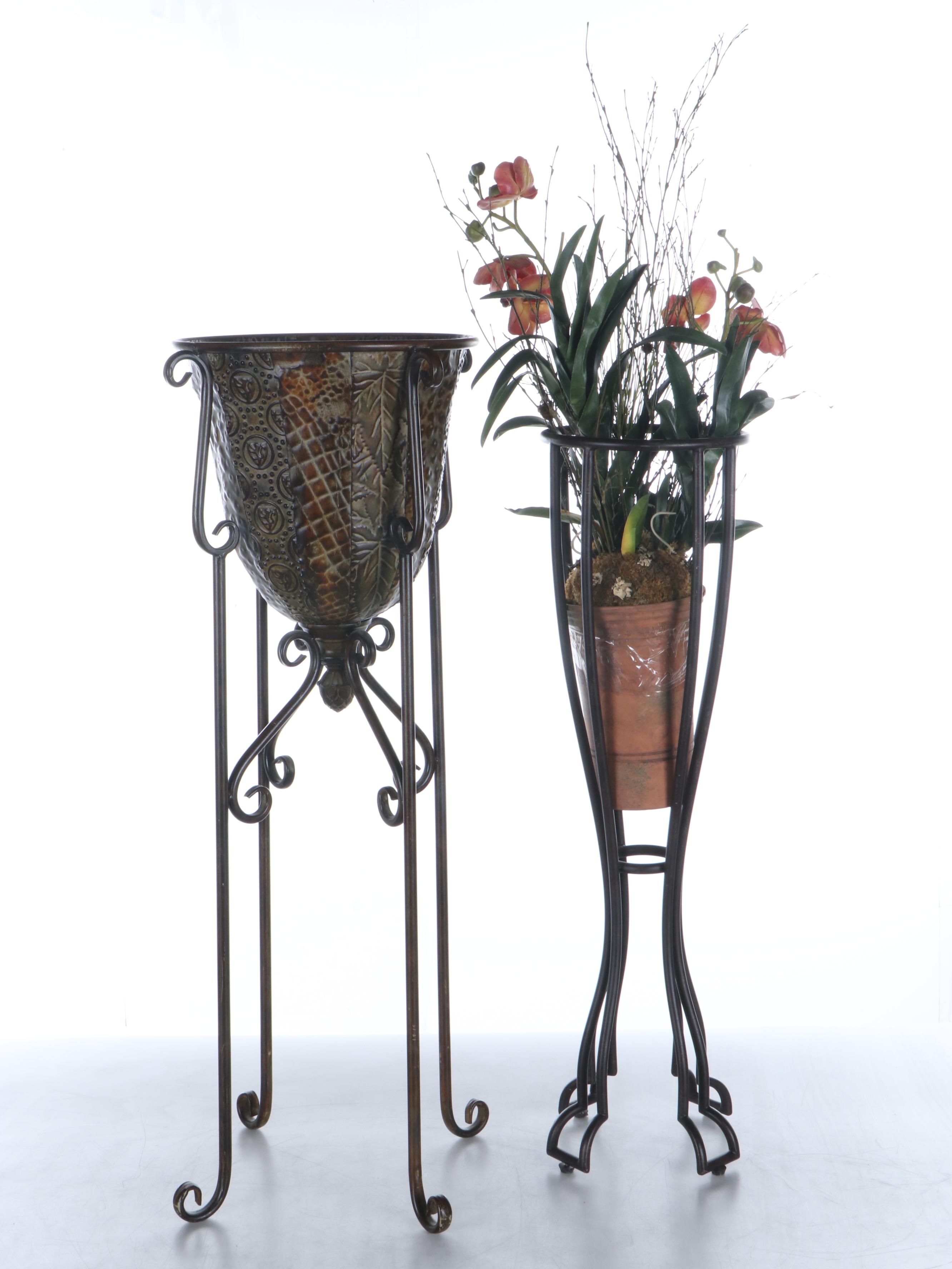 G. Wolff Green House Plant in Stand with Home Goods Candle Holder and Planters