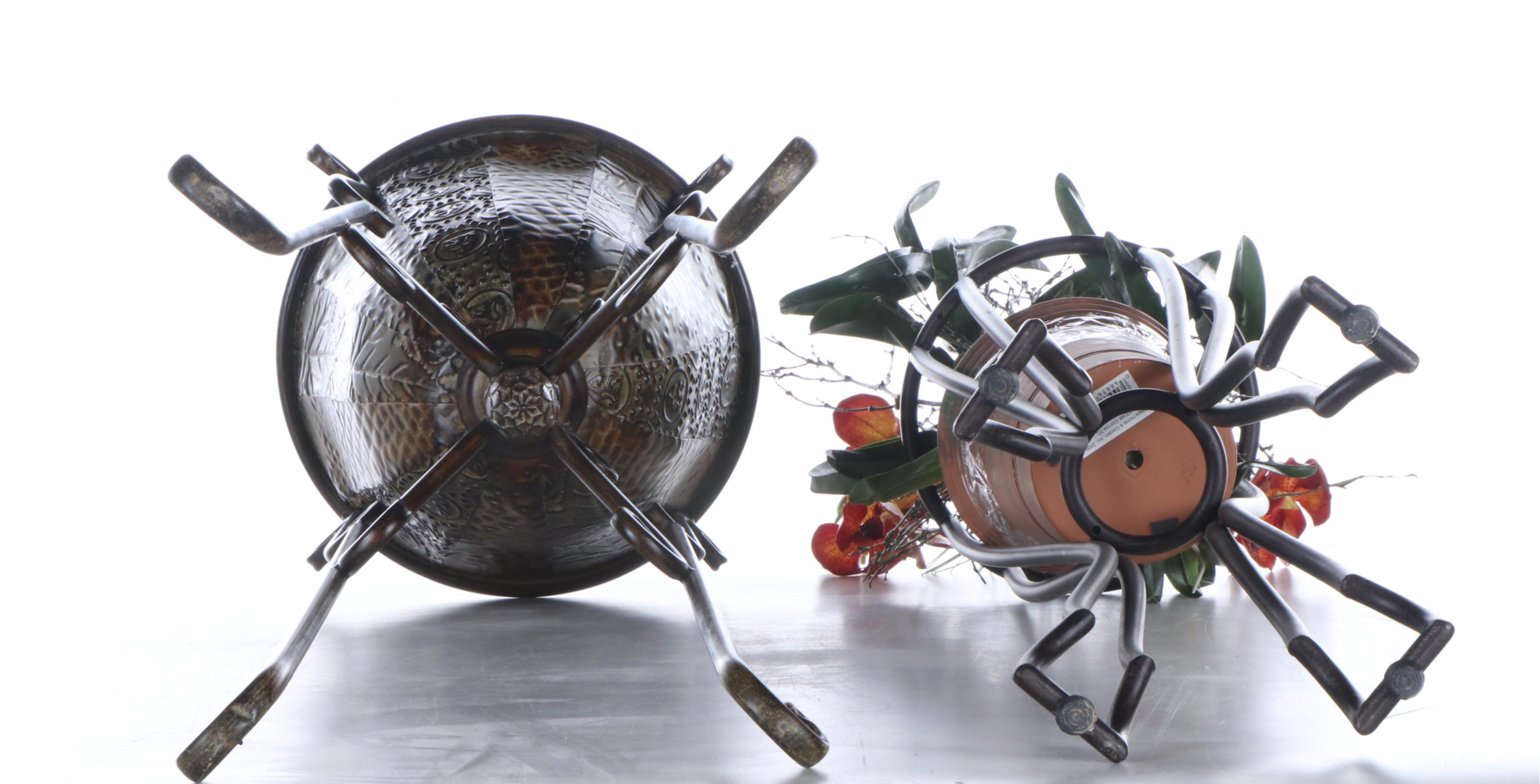 G. Wolff Green House Plant in Stand with Home Goods Candle Holder and Planters