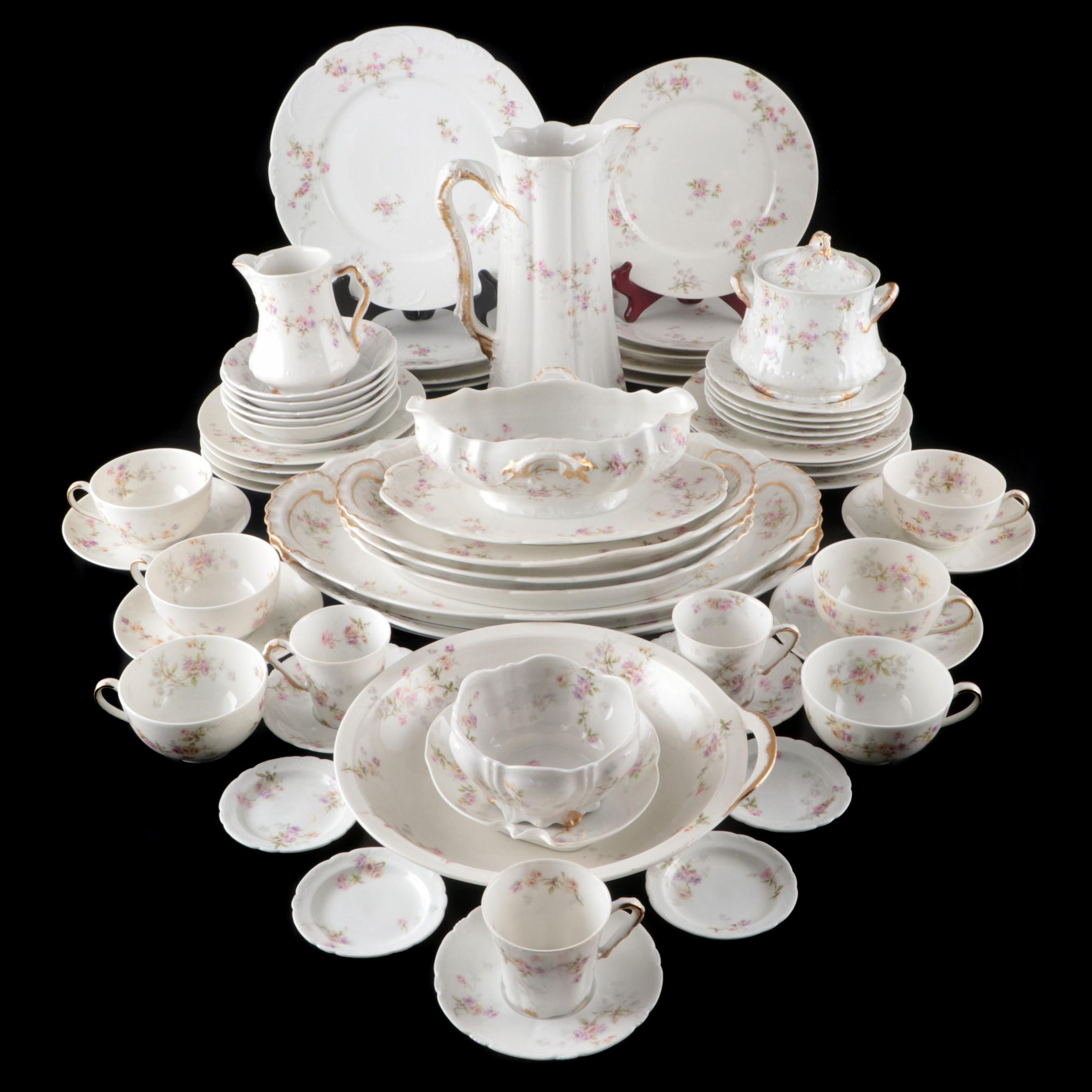 Theodore Haviland Limoges Porcelain Serveware with Plates and Teacups