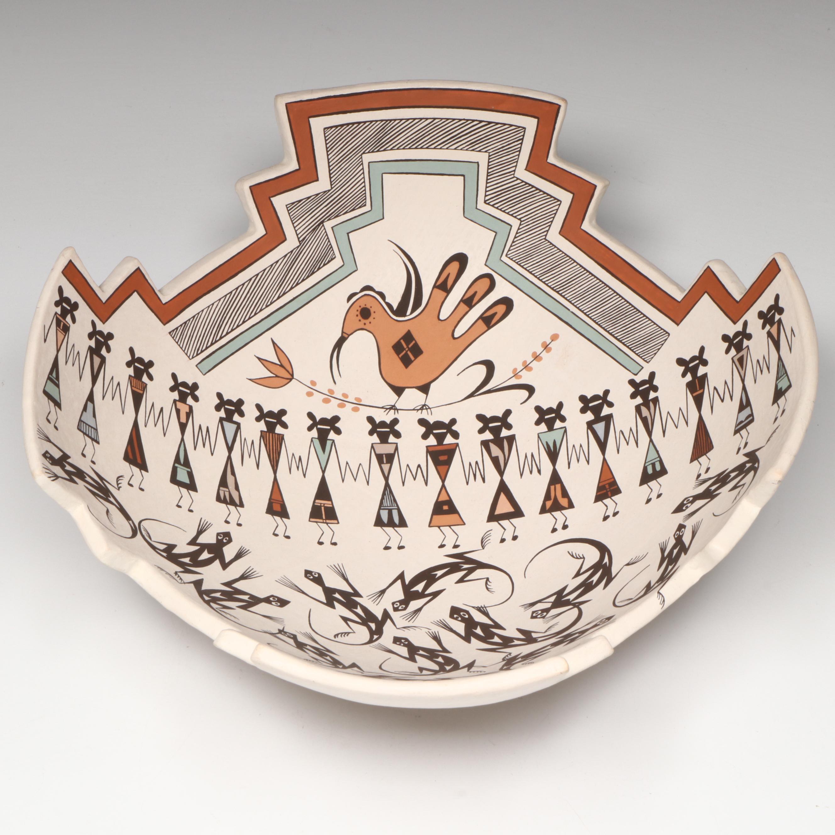Sharon Lewis Acoma Pueblo Pottery Polychrome Bowl