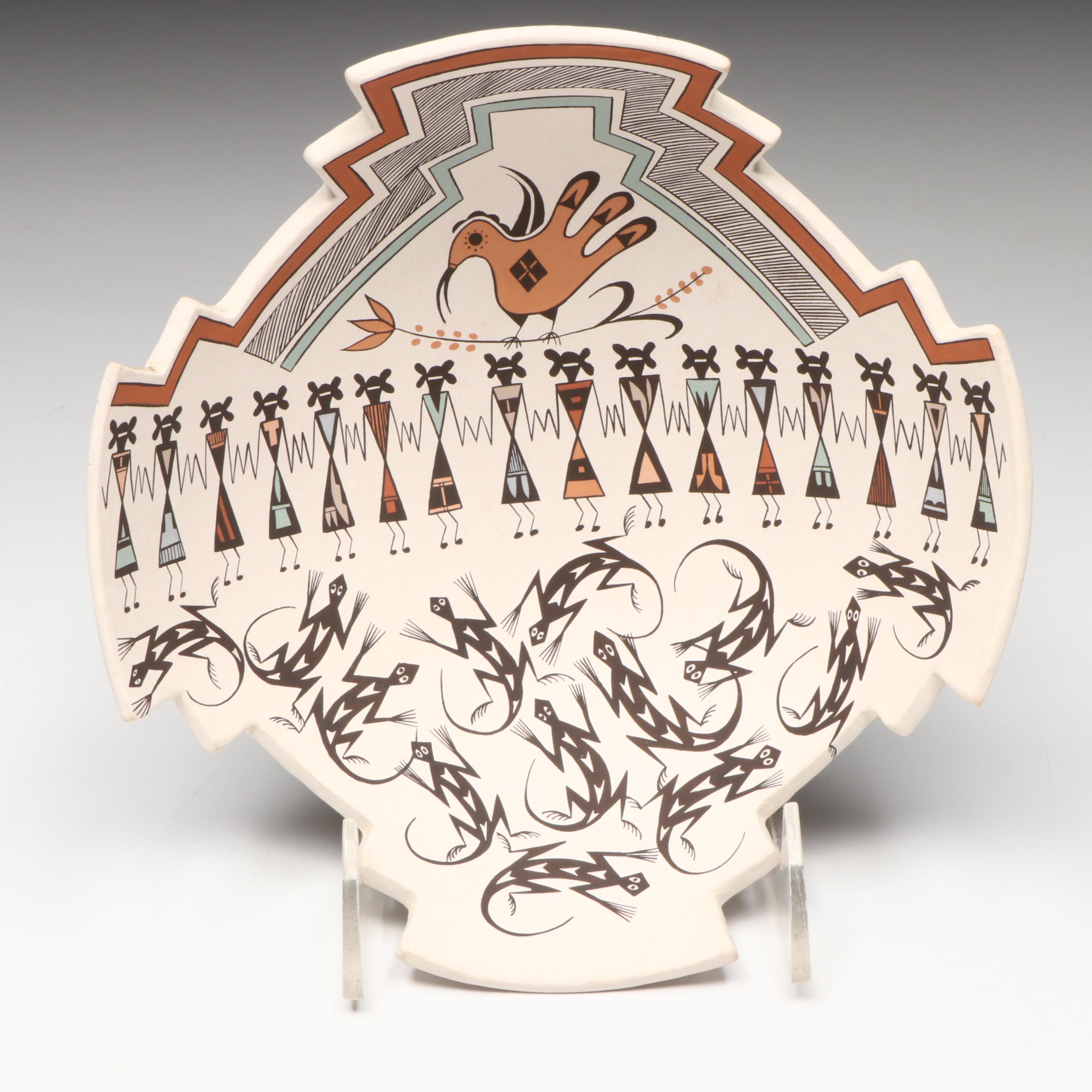 Sharon Lewis Acoma Pueblo Pottery Polychrome Bowl