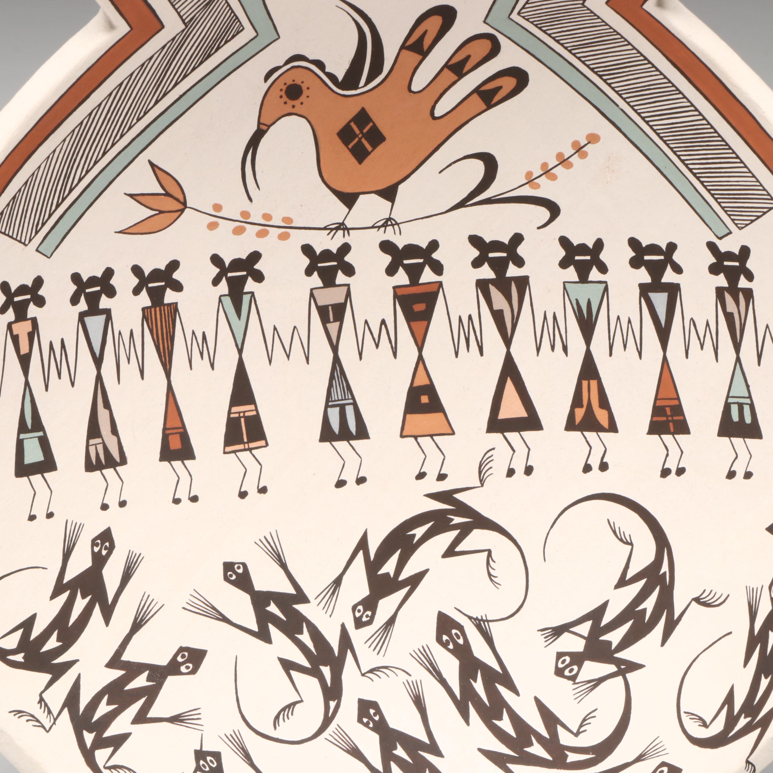 Sharon Lewis Acoma Pueblo Pottery Polychrome Bowl