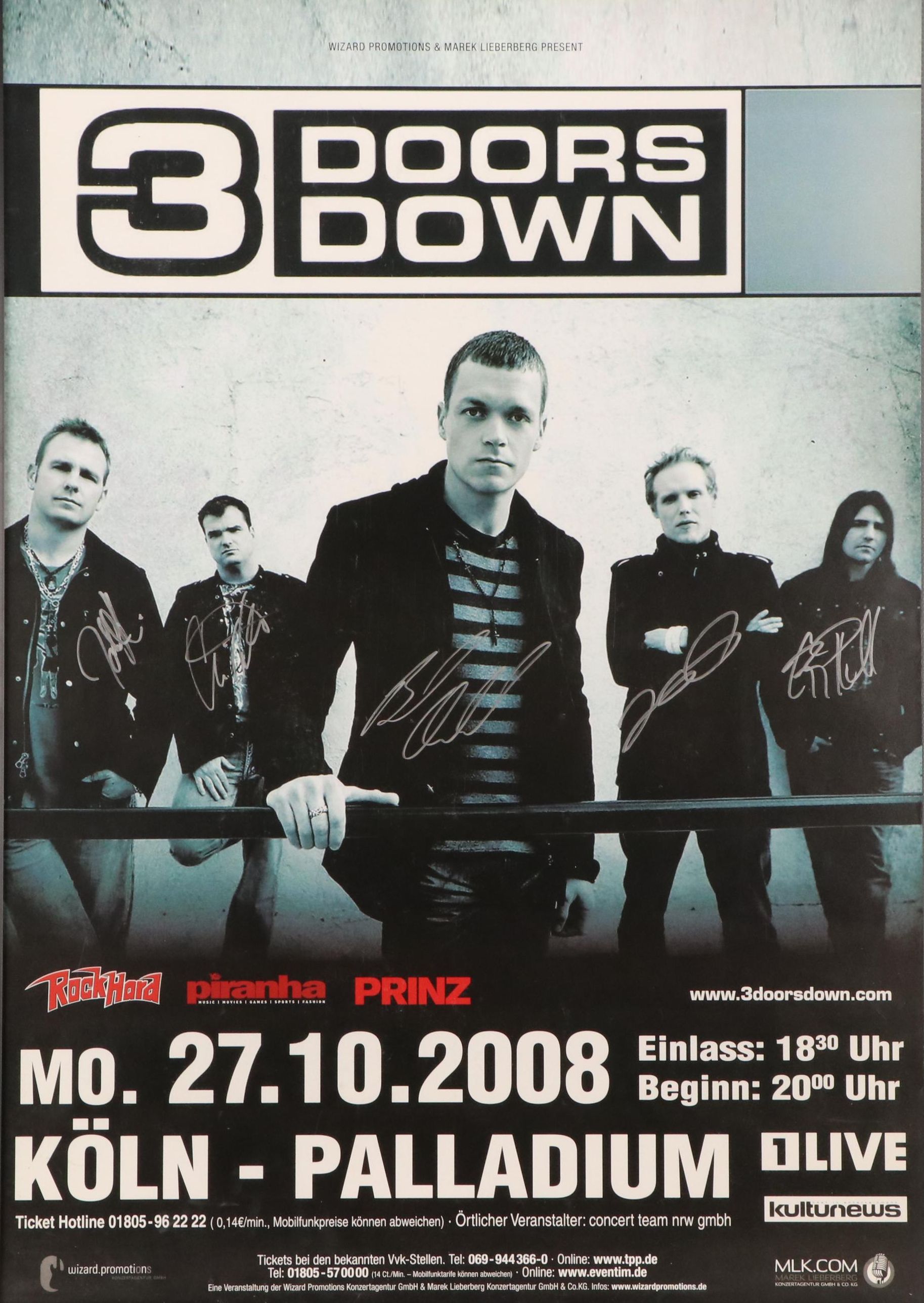 3 Doors Down Signed Concert Poster, 2008