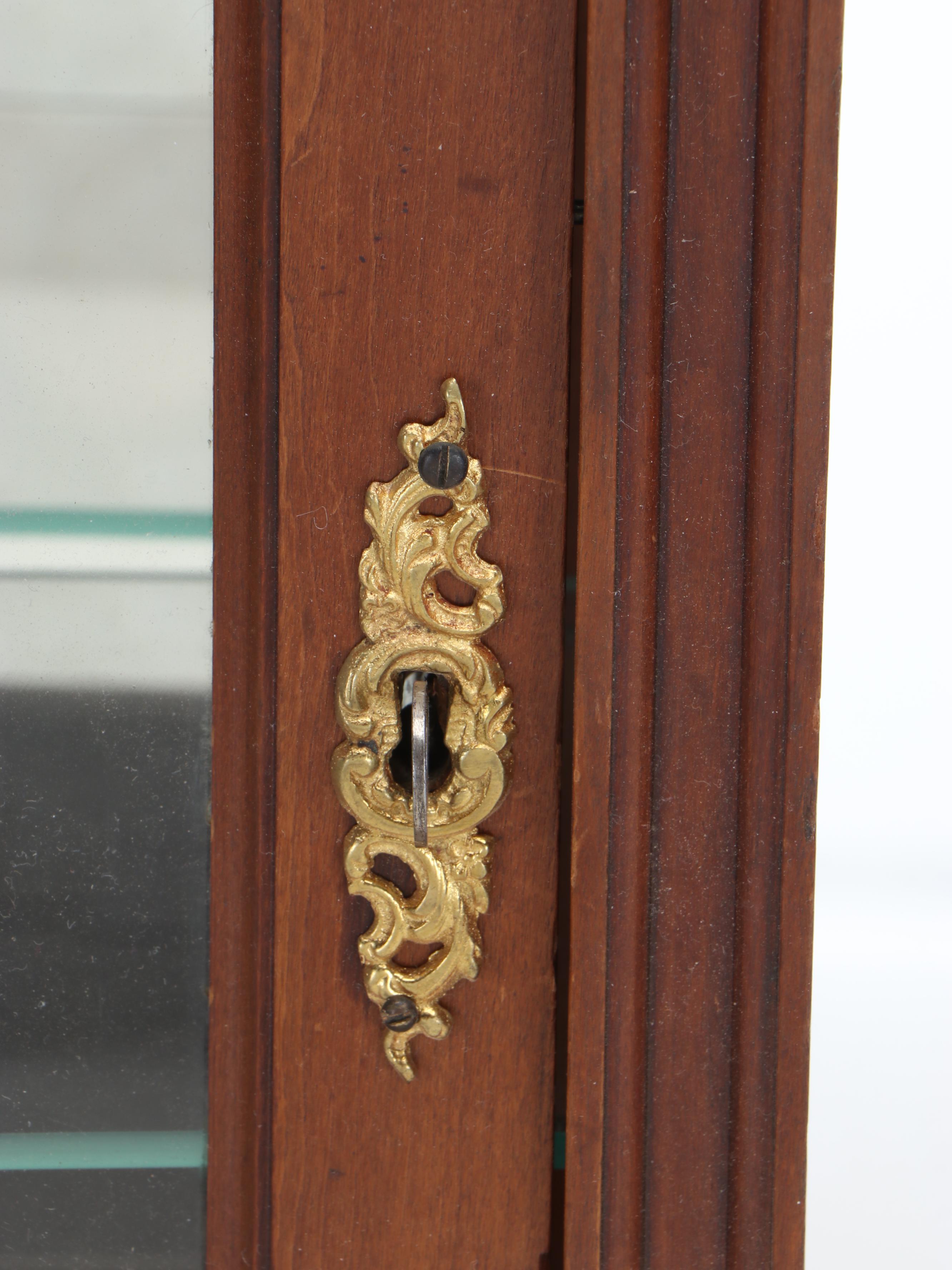 Carved Cherry Locking Display Cabinet, Early 20th Century