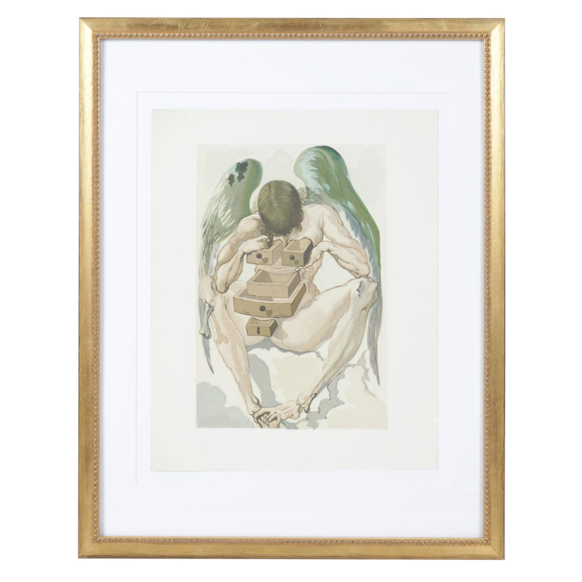 Salvador Dalí Wood Engraving "The Fallen Angel"