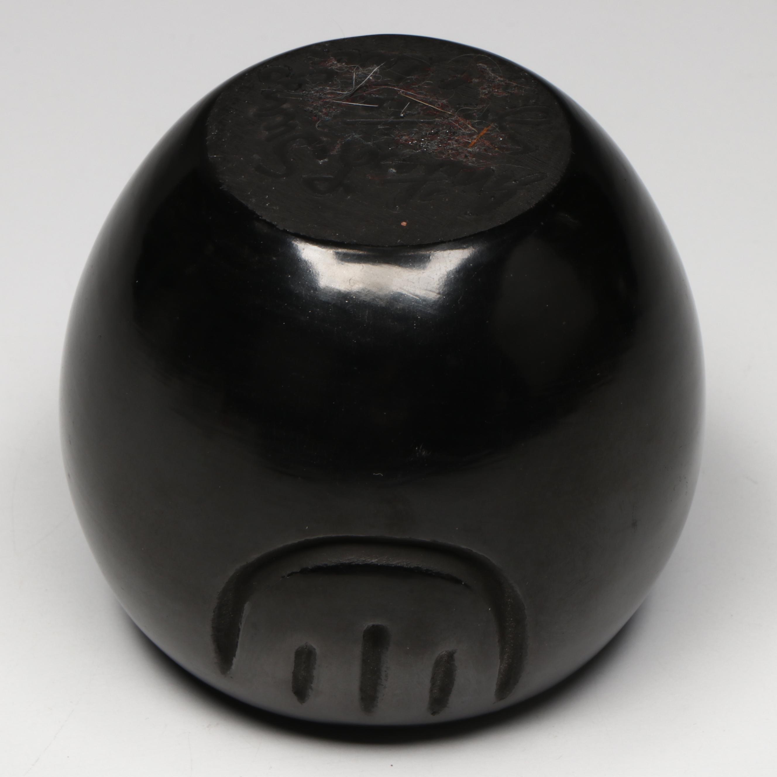 Anita Louise Suazo Santa Clara Pueblo Pottery Blackware Bear Paw Bowl