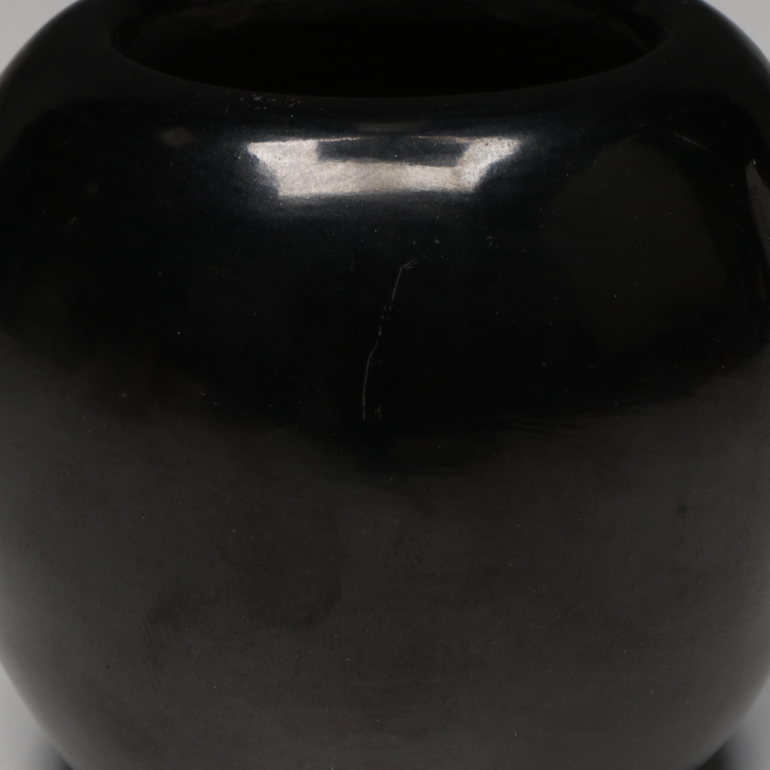 Anita Louise Suazo Santa Clara Pueblo Pottery Blackware Bear Paw Bowl