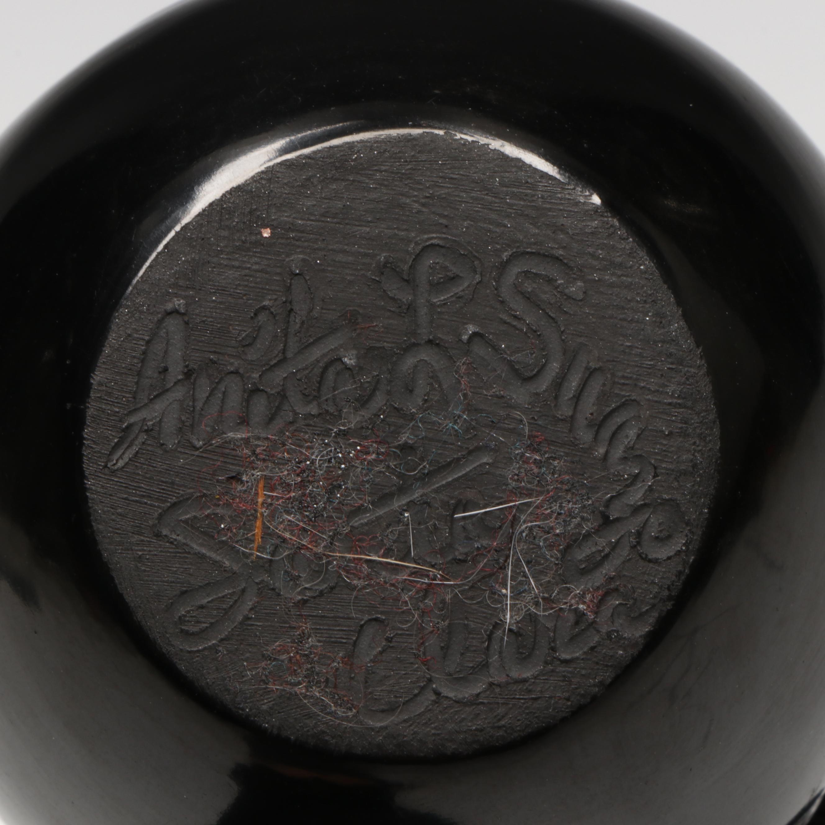 Anita Louise Suazo Santa Clara Pueblo Pottery Blackware Bear Paw Bowl