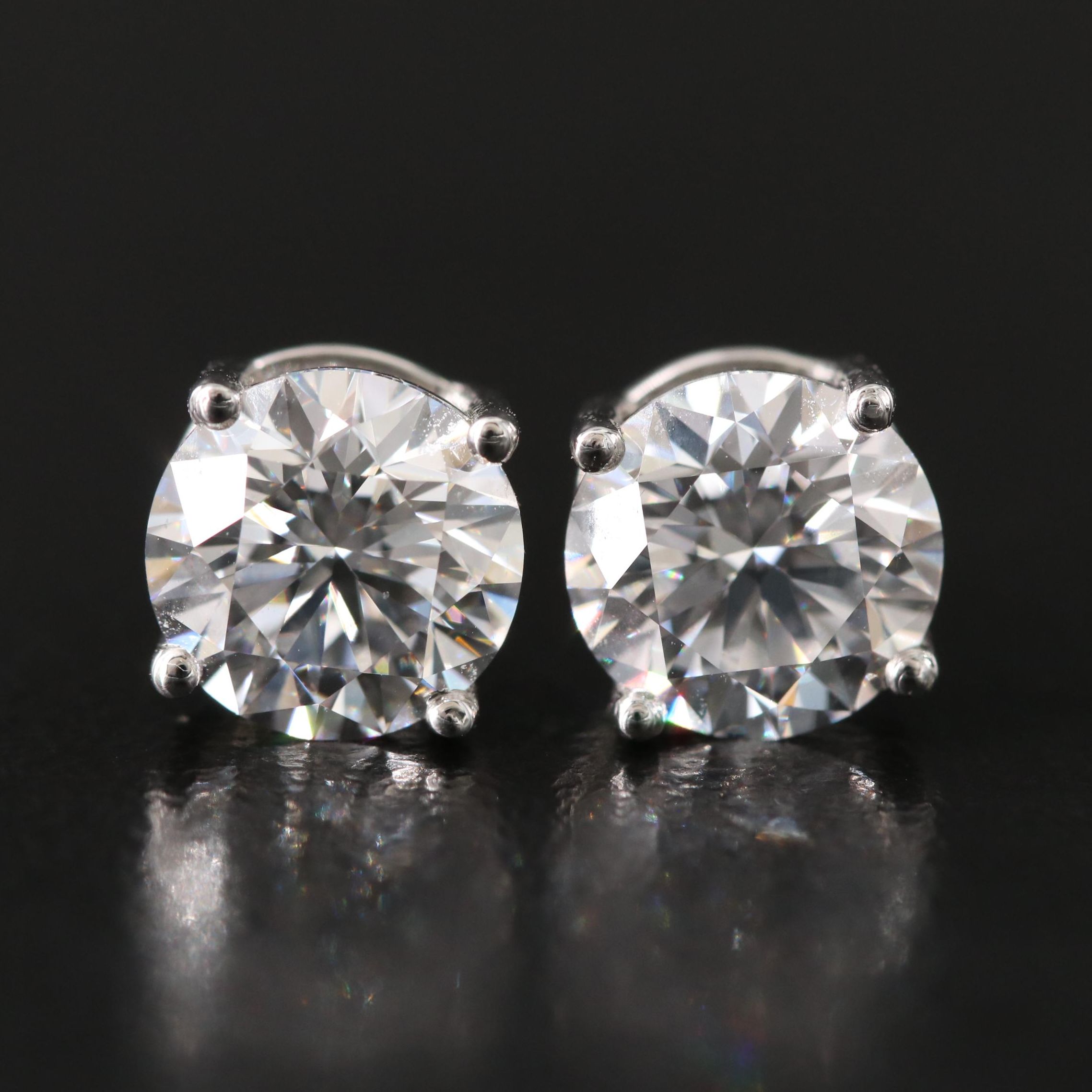 Platinum 2.74 CTW Lab Grown Diamond Stud Earrings with IGI Reports