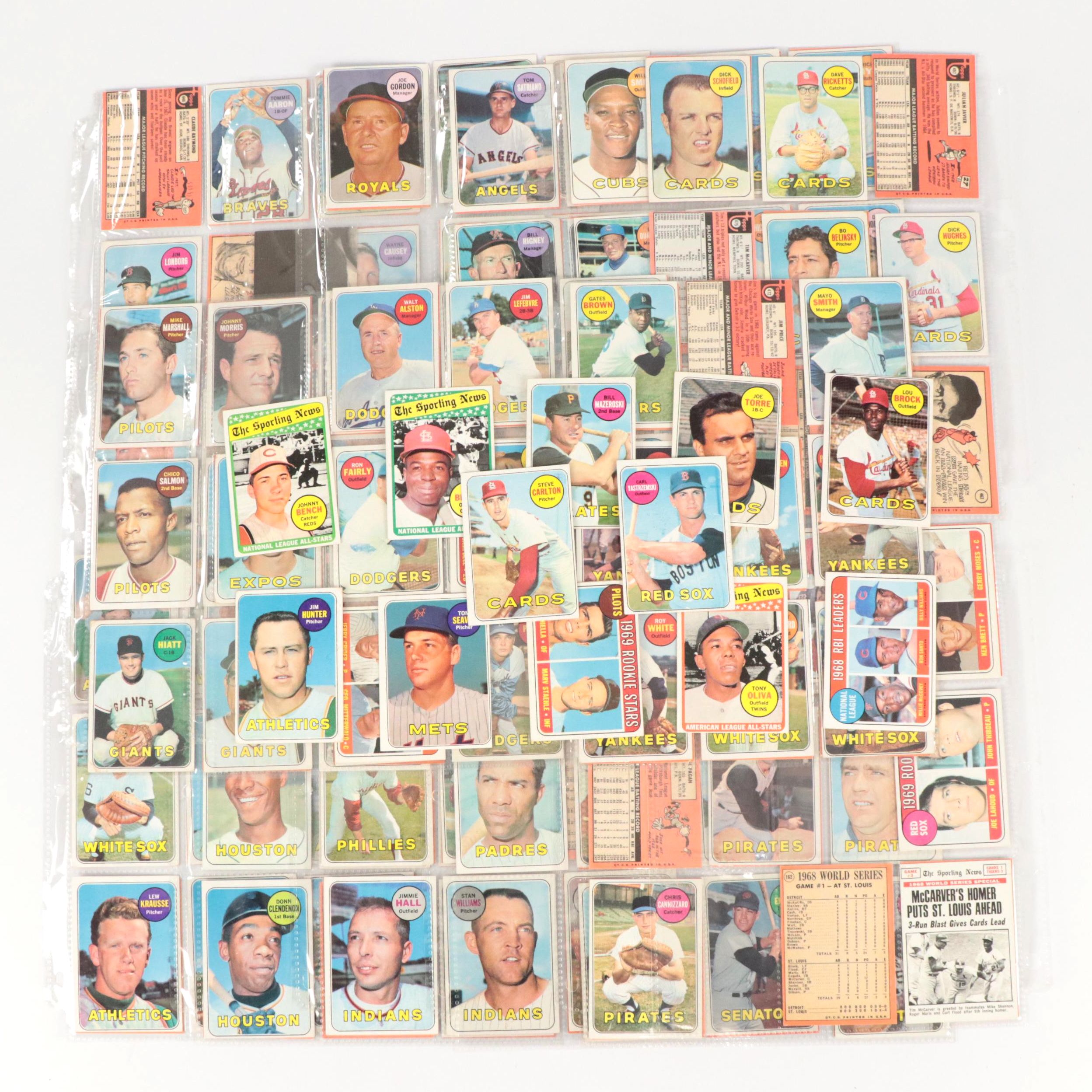 1969 Topps Baseball Cards Featuring Lou Piniella Rookie, Johnny Bench, and More