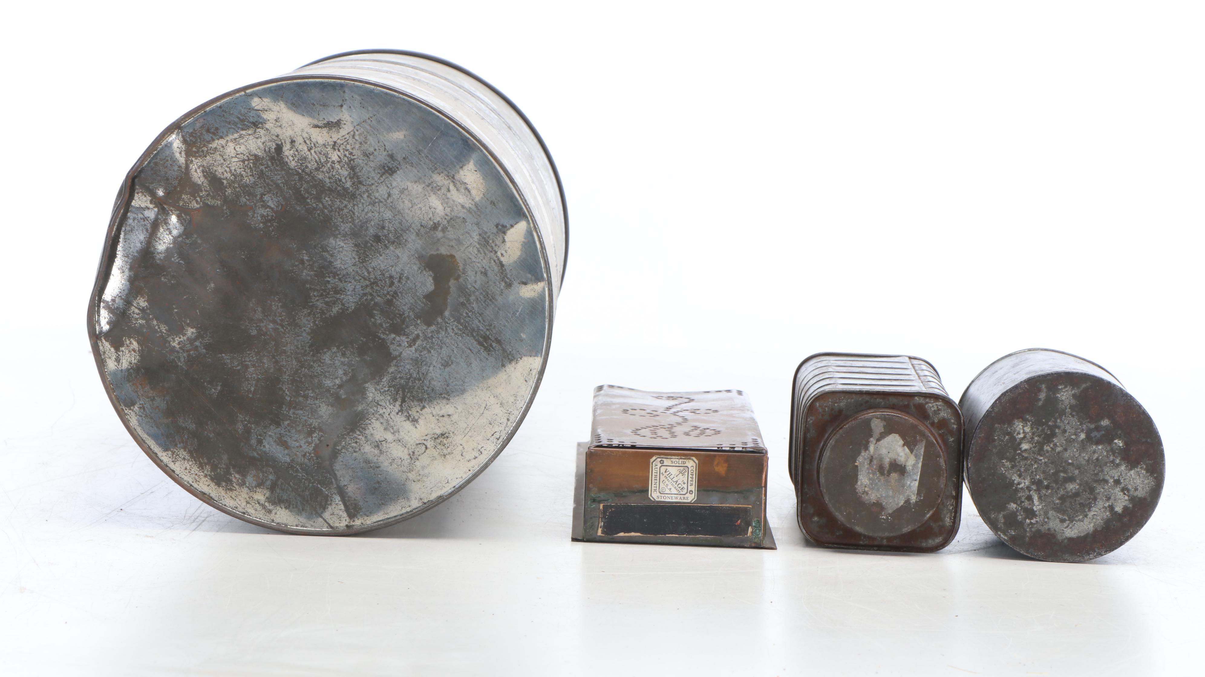 Metal Funnels, Canister, Kerosene Lamp, Ladle and More