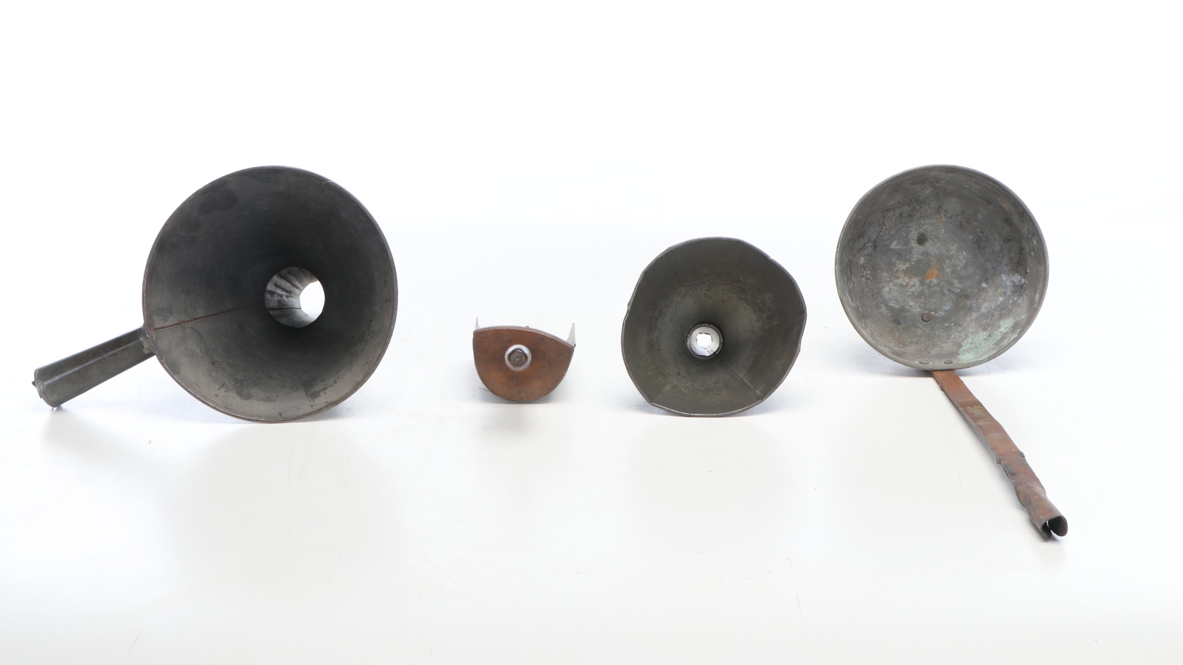 Metal Funnels, Canister, Kerosene Lamp, Ladle and More