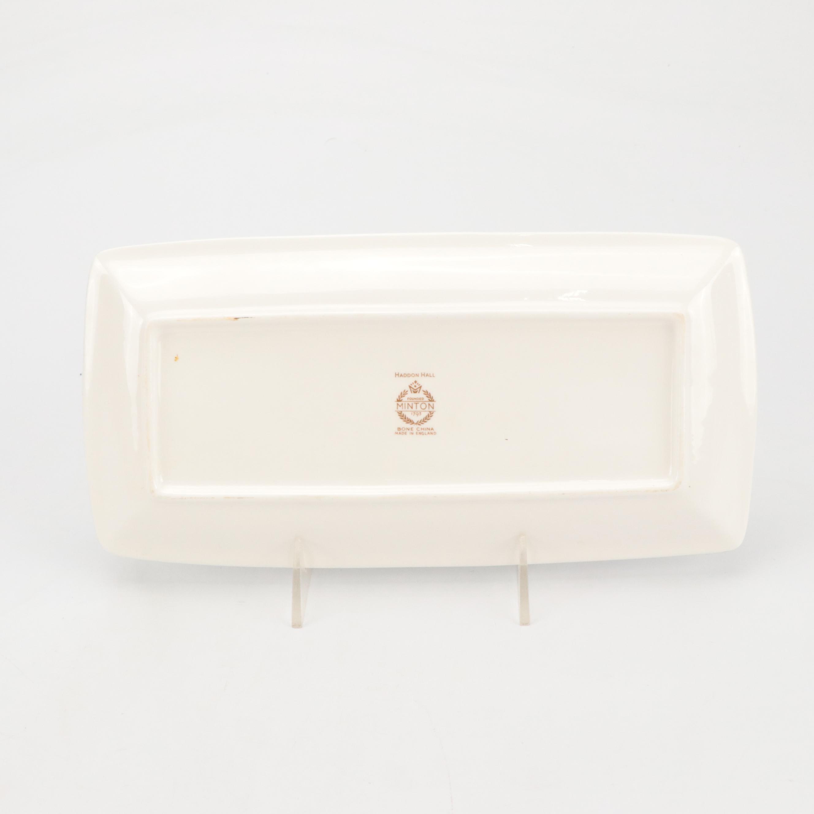 Minton "Haddon Hall" Plates and Tray with Fostoria "Jamestown Blue" Glasses