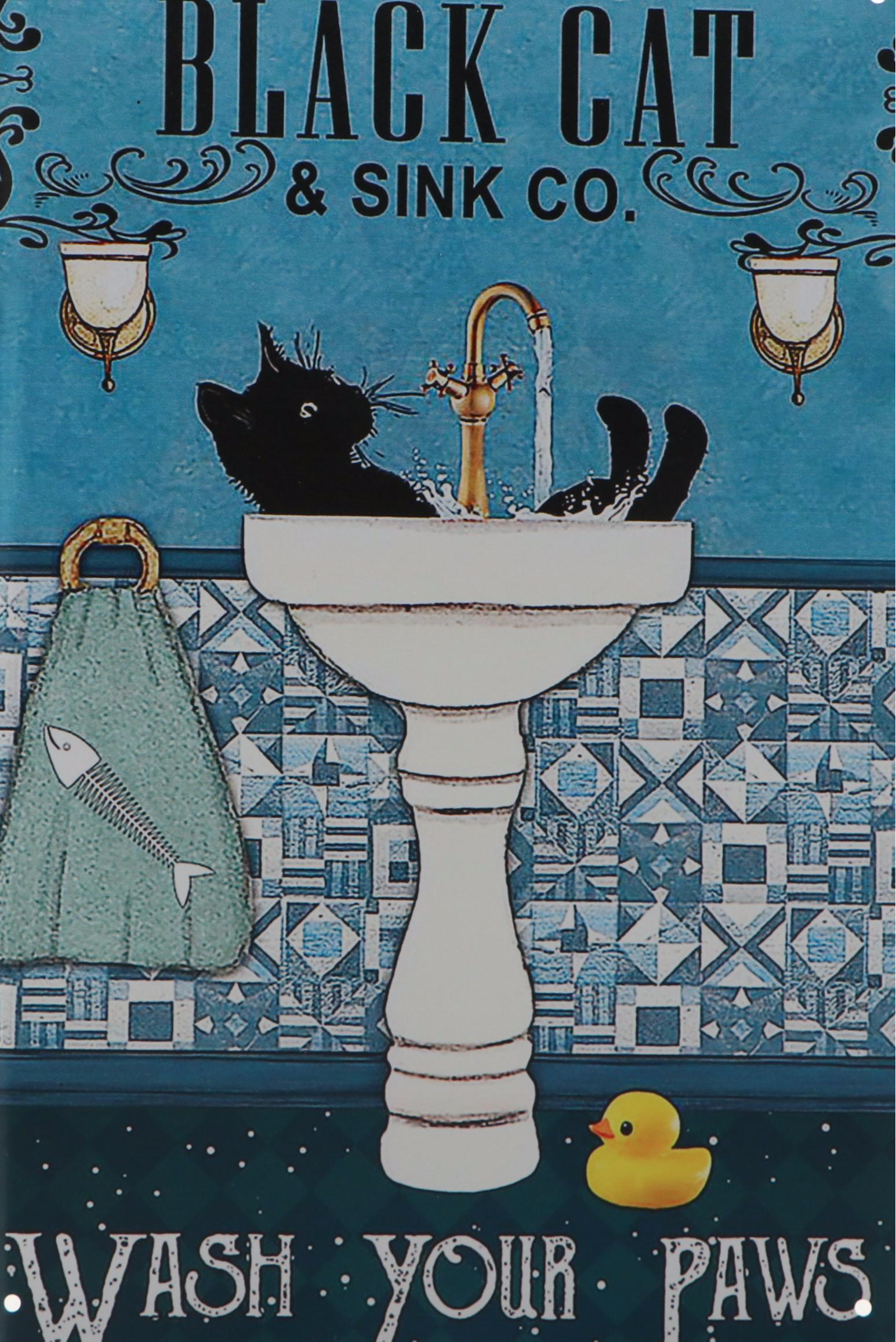 Giclée of Cheeky Black Cat "Wash Your Paws"