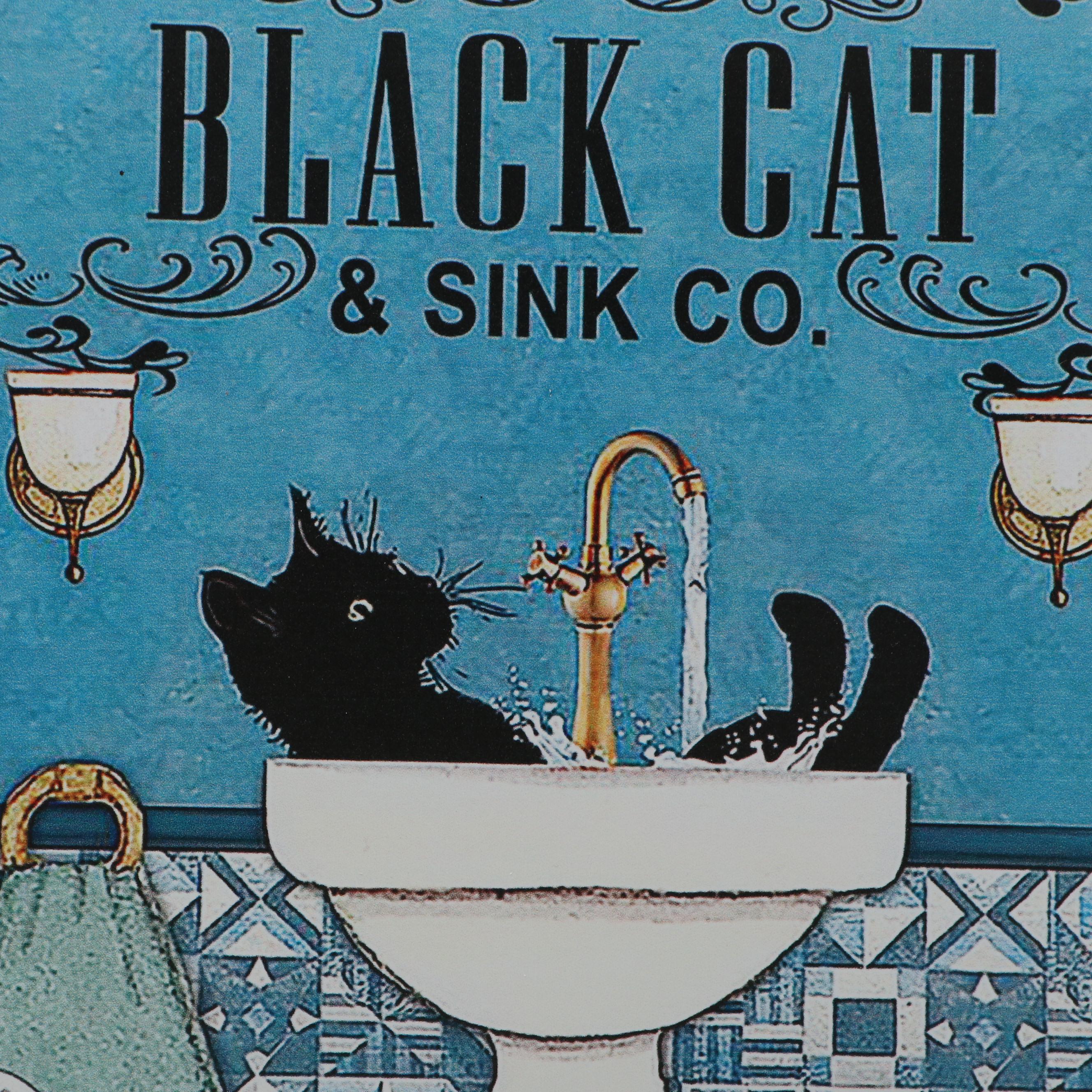 Giclée of Cheeky Black Cat "Wash Your Paws"