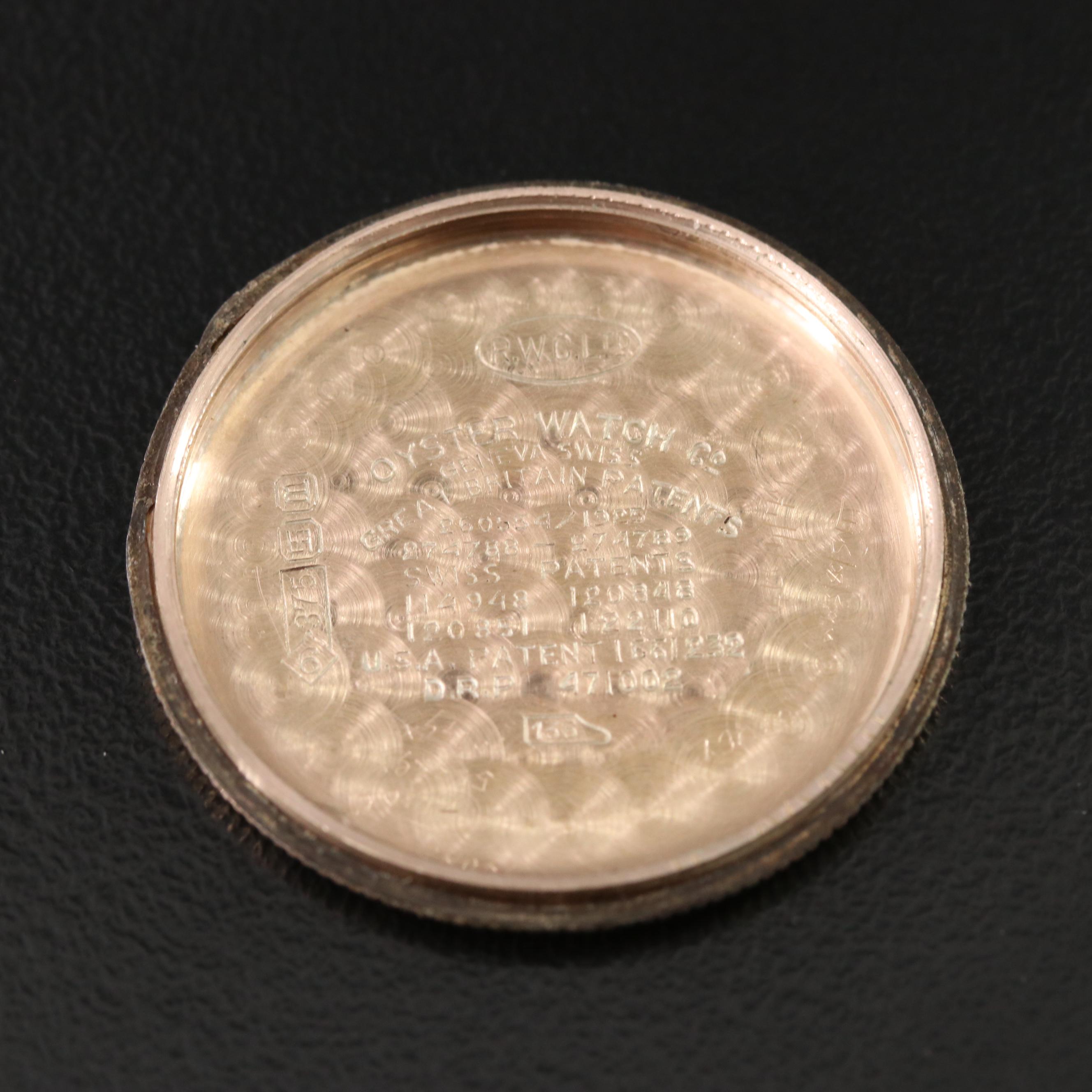 Antique 1928 Rolex Oyster 9K Gold Cushion Shape Watch