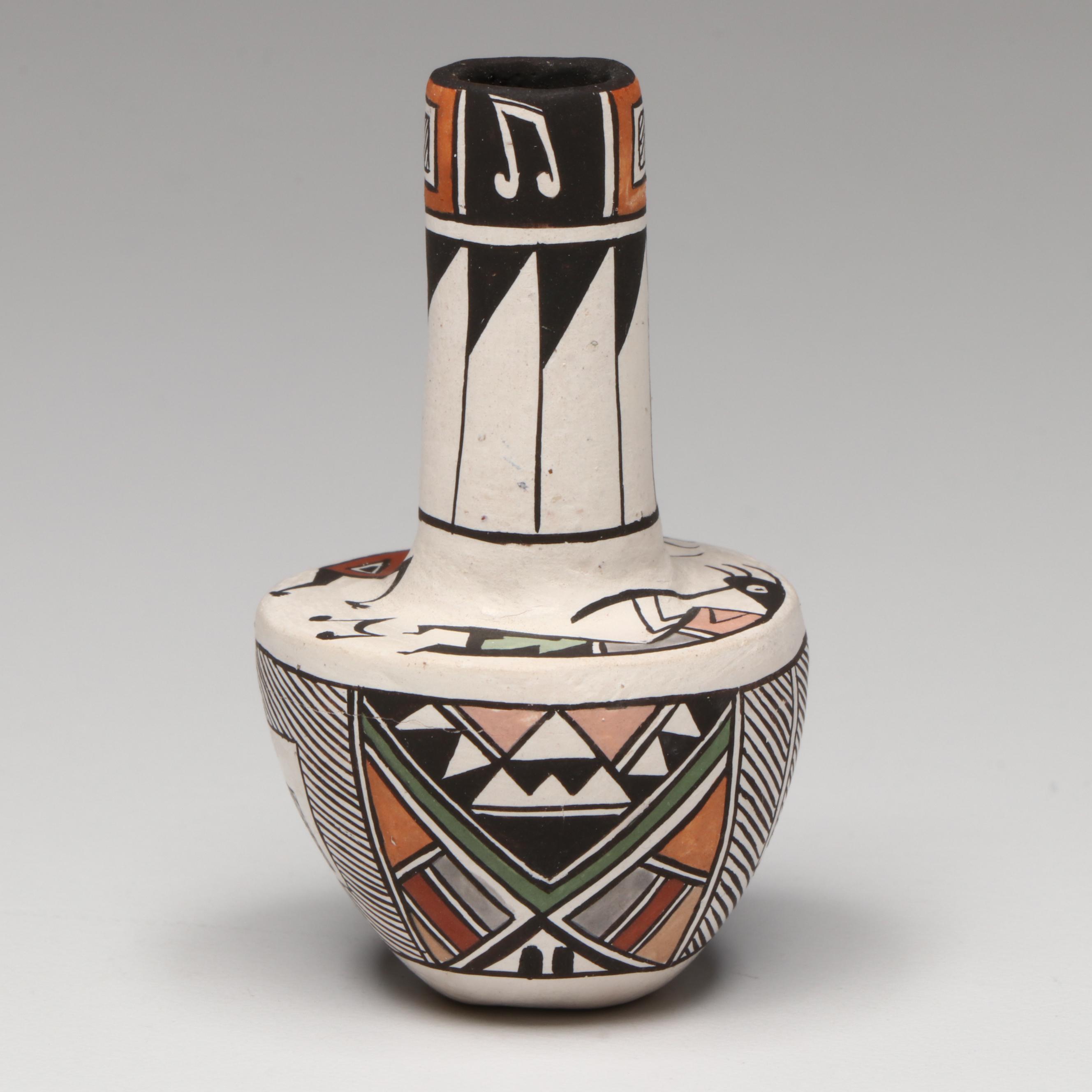 Judy Lewis Acoma Pueblo Pottery Polychrome Miniature Vase