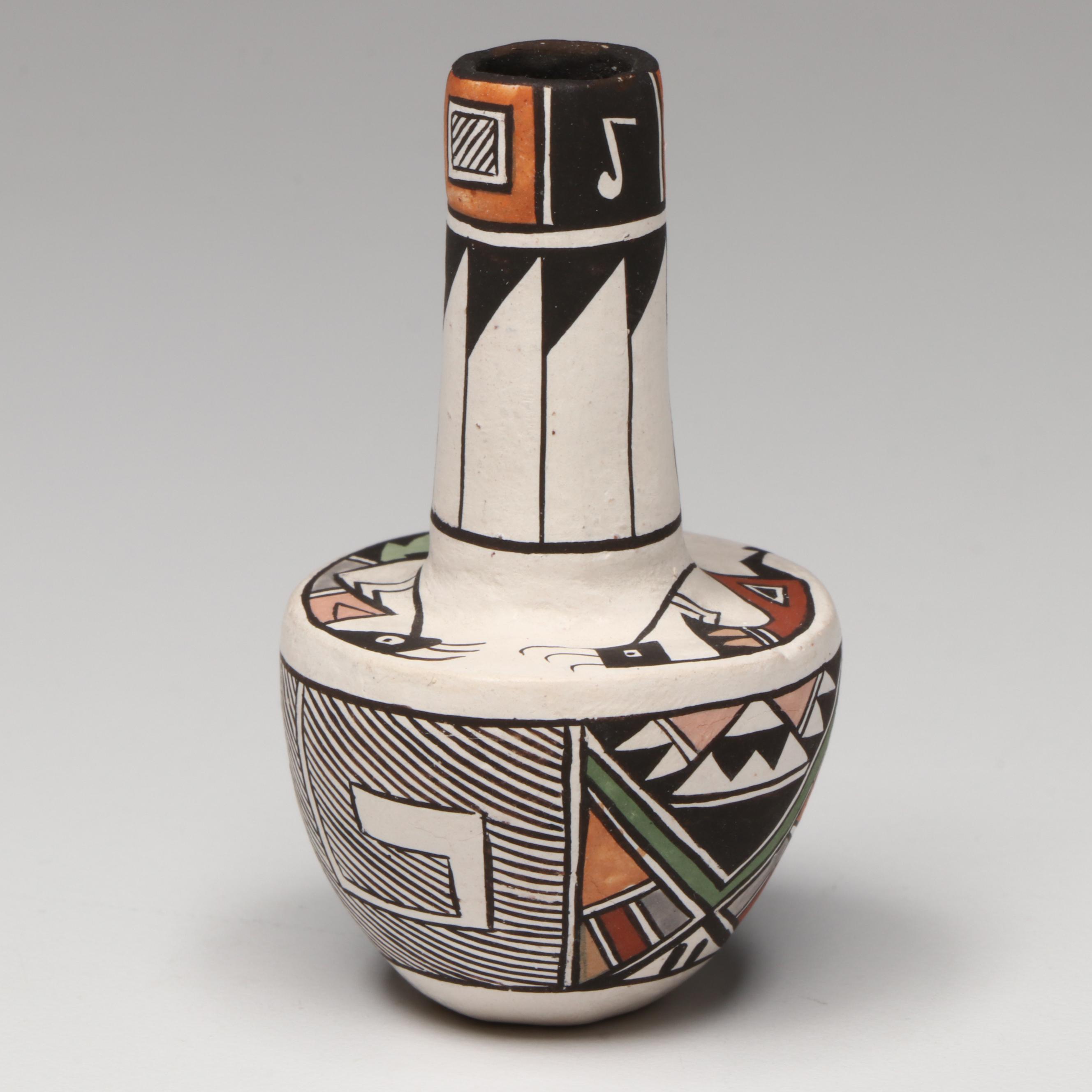 Judy Lewis Acoma Pueblo Pottery Polychrome Miniature Vase