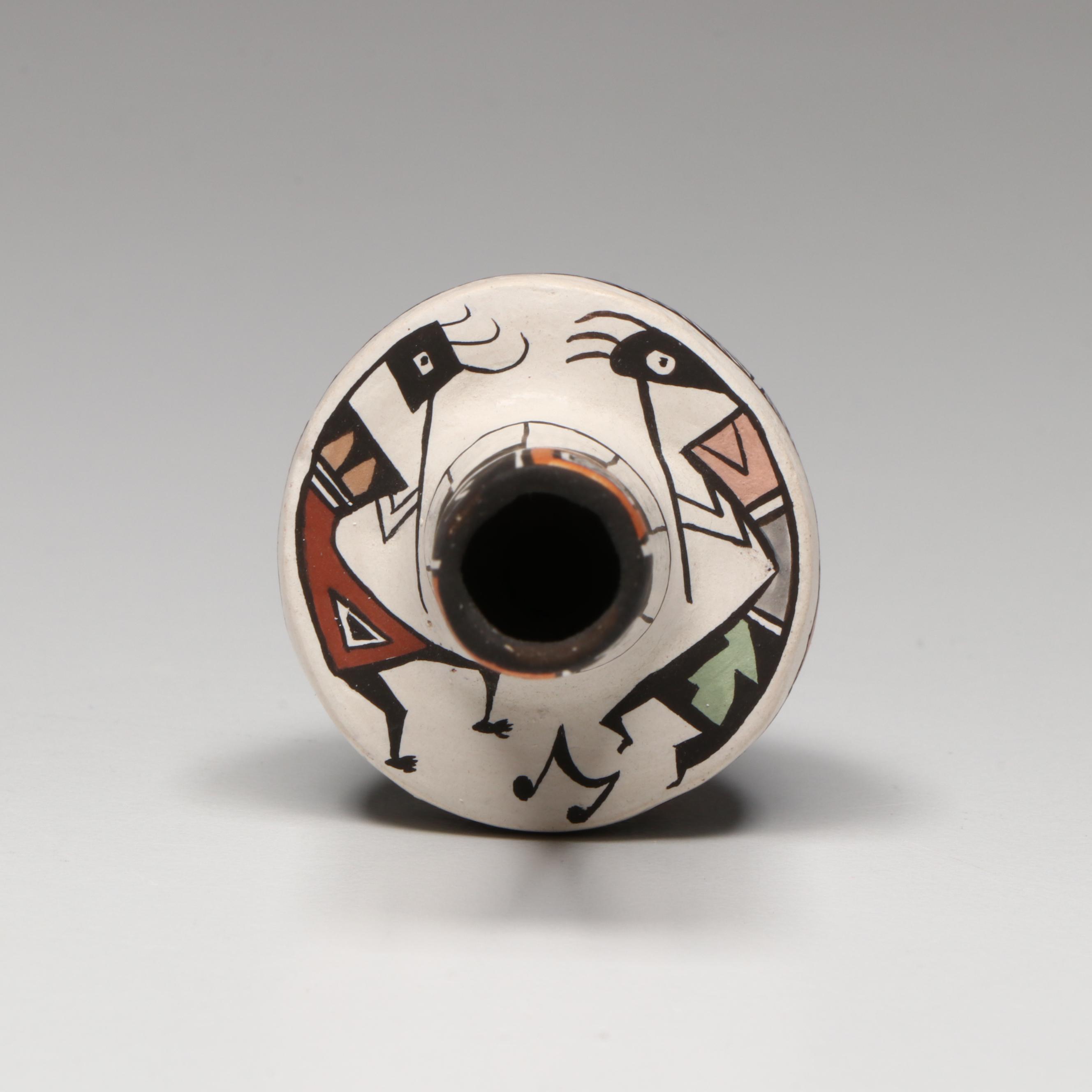 Judy Lewis Acoma Pueblo Pottery Polychrome Miniature Vase