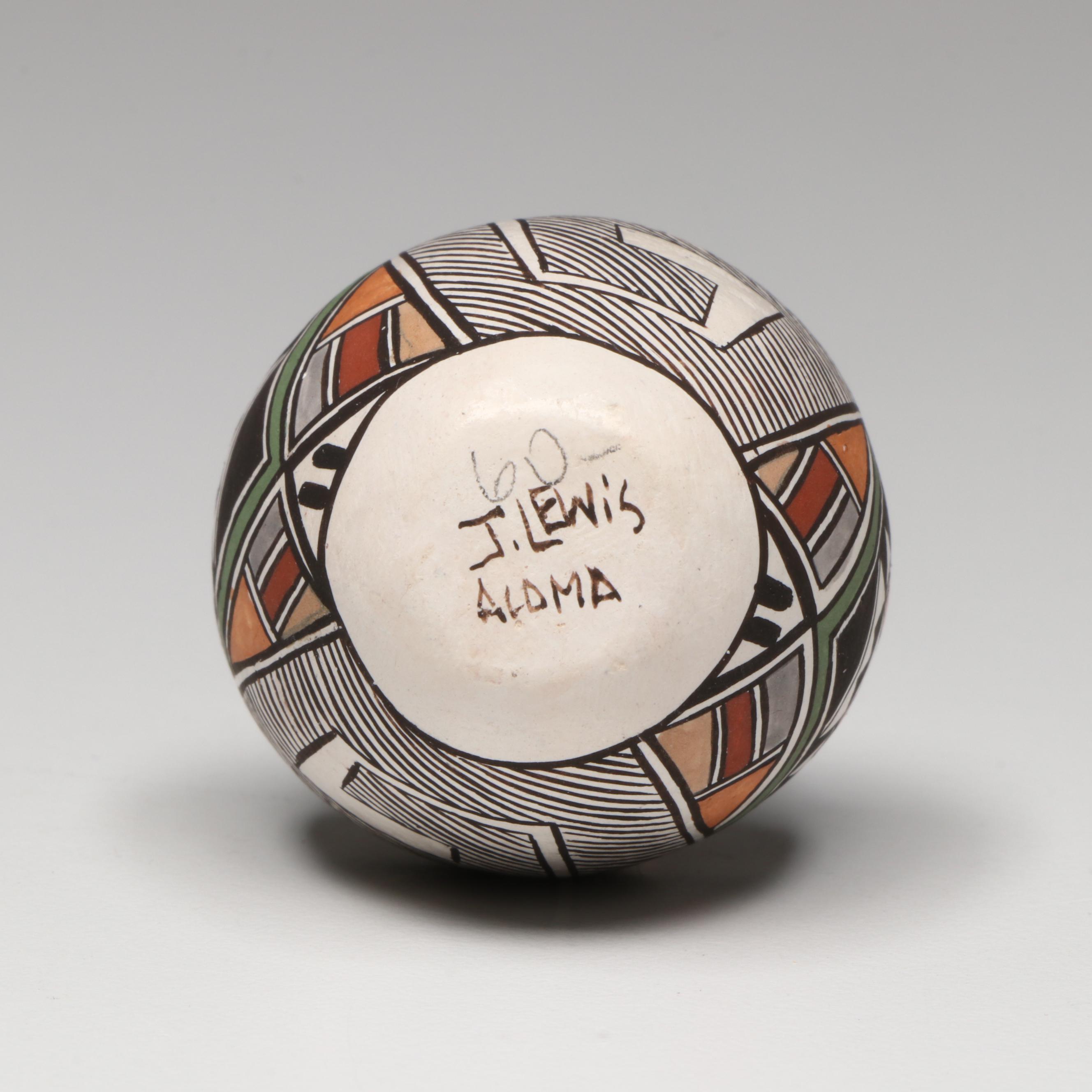 Judy Lewis Acoma Pueblo Pottery Polychrome Miniature Vase