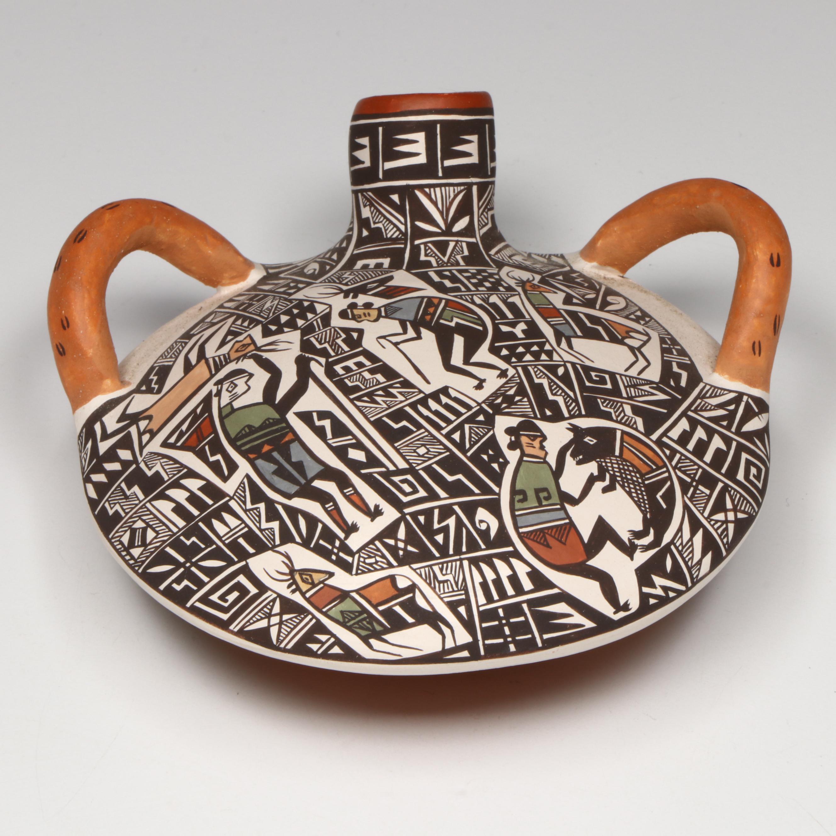 Diane Lewis Acoma Pueblo Pottery Polychrome Canteen