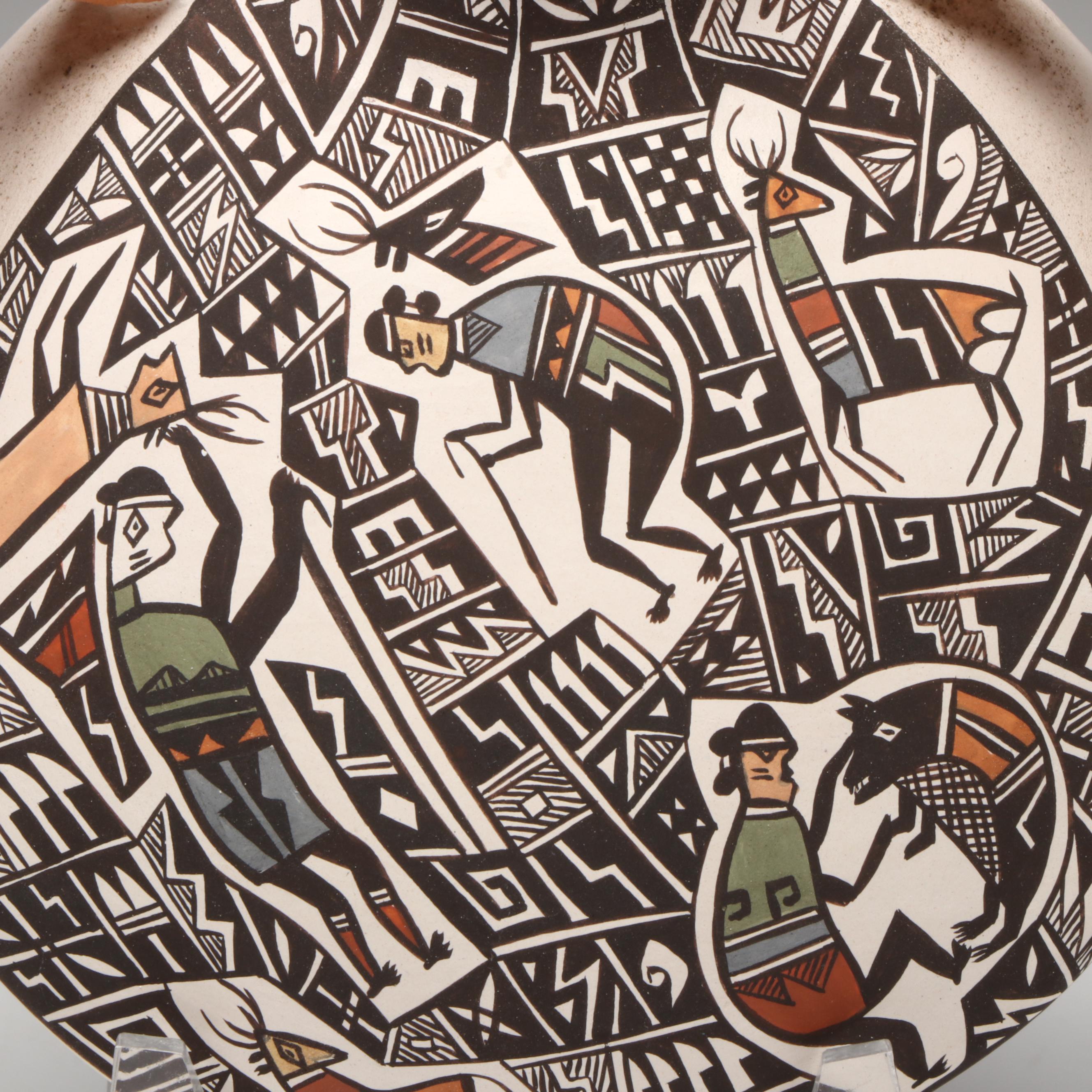 Diane Lewis Acoma Pueblo Pottery Polychrome Canteen