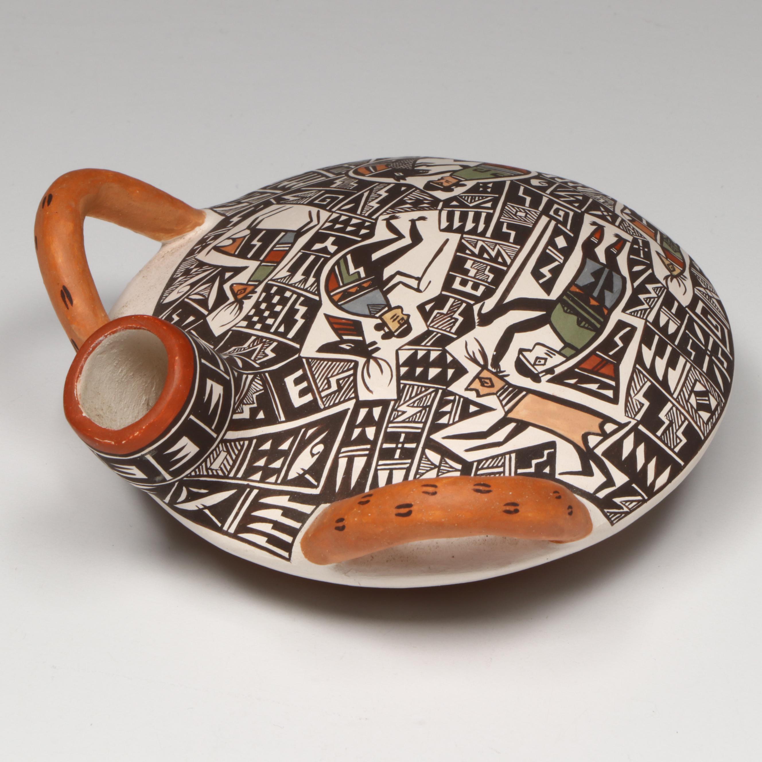 Diane Lewis Acoma Pueblo Pottery Polychrome Canteen